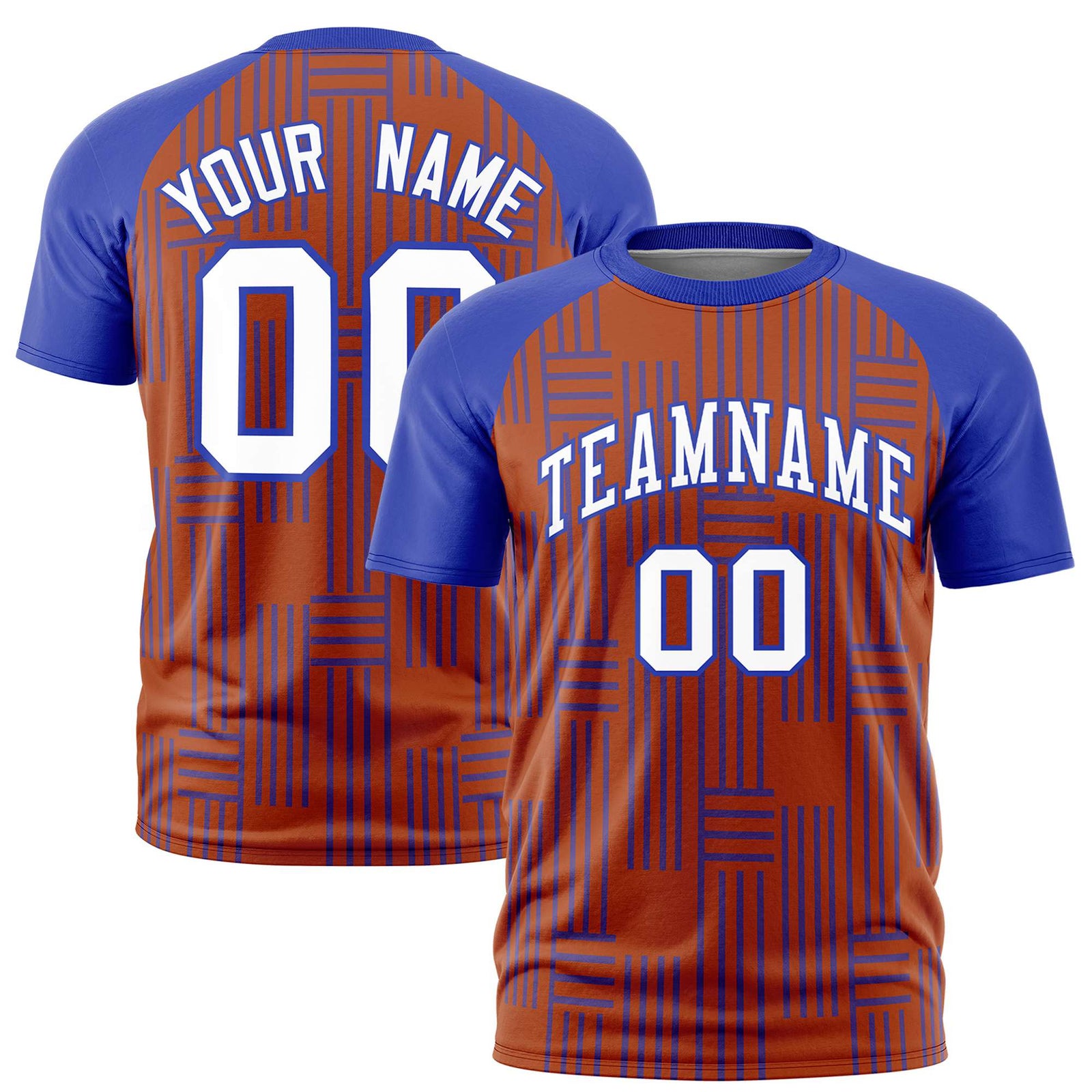 Custom Texas Orange-Royal Blue Personalized Line Pattern Performance T-Shirt