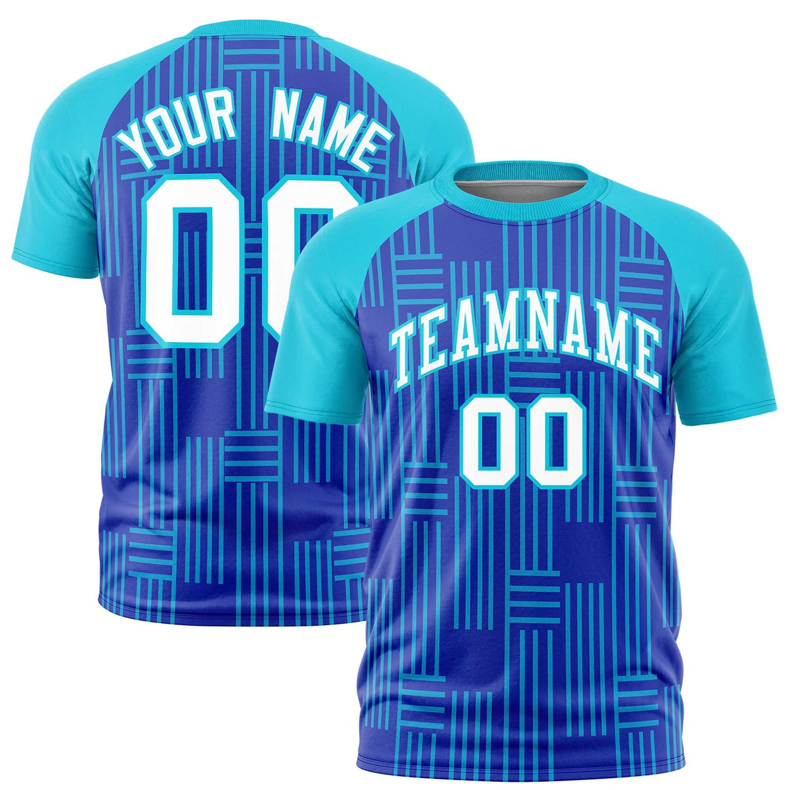 Custom Royal Blue-Sky Blue Personalized Line Pattern Performance T-Shirt
