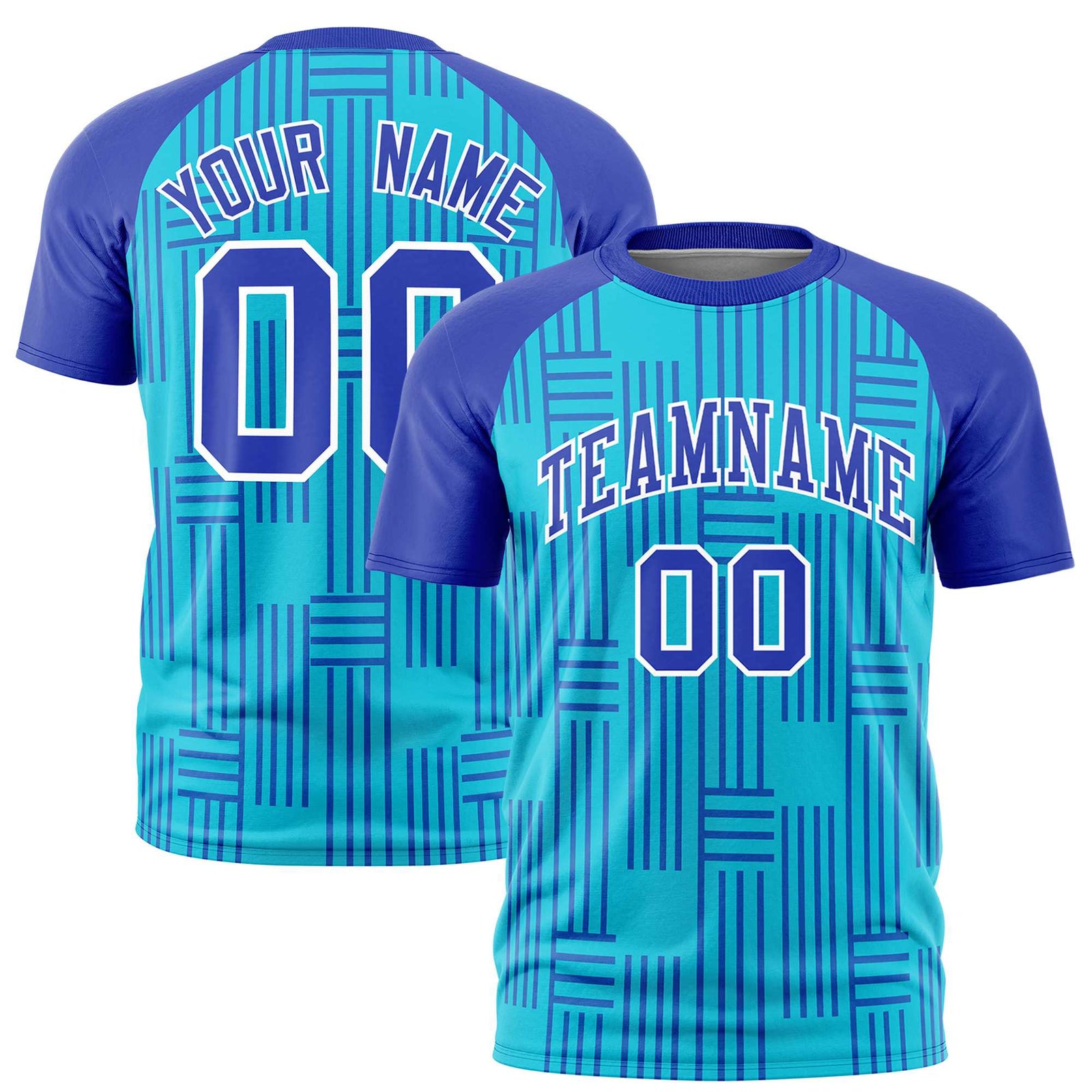Custom Sky Blue-Royal Blue Personalized Line Pattern Performance T-Shirt