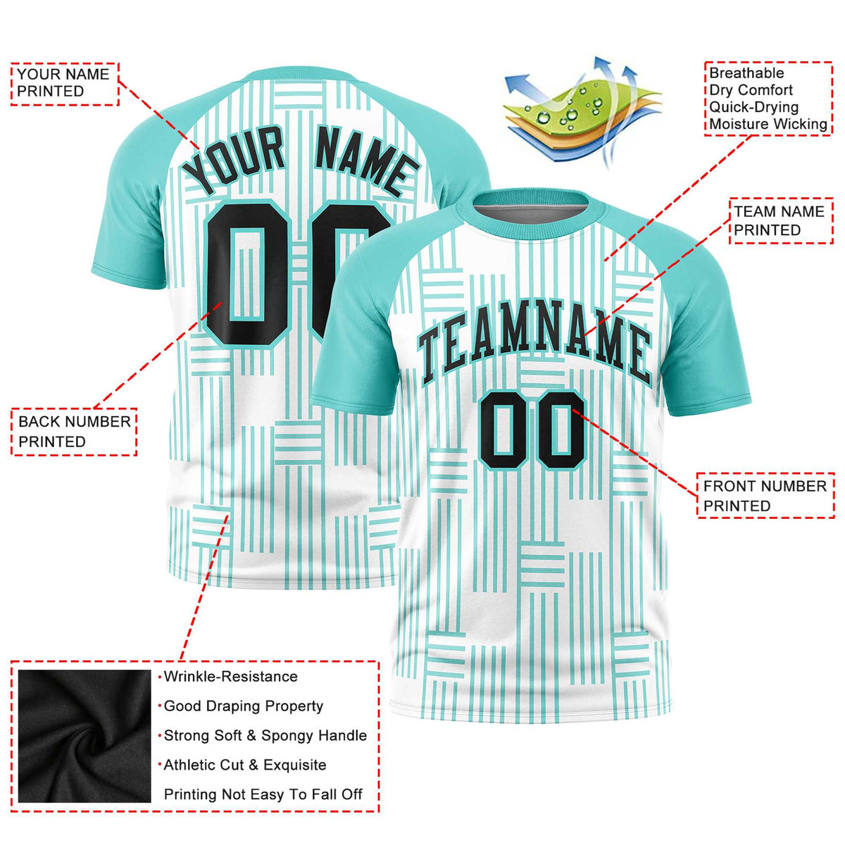 Custom White-Bright Green Personalized Line Pattern Performance T-Shirt