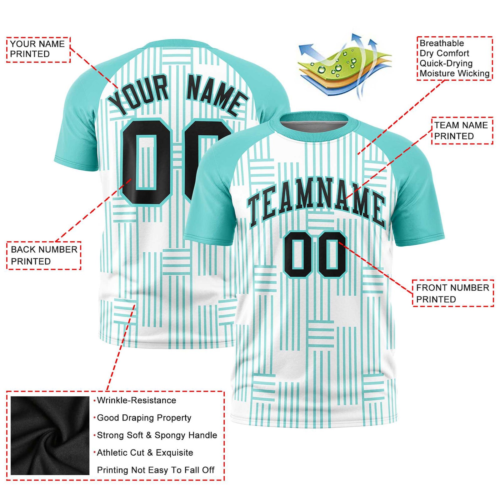 Custom White-Bright Green Personalized Line Pattern Performance T-Shirt