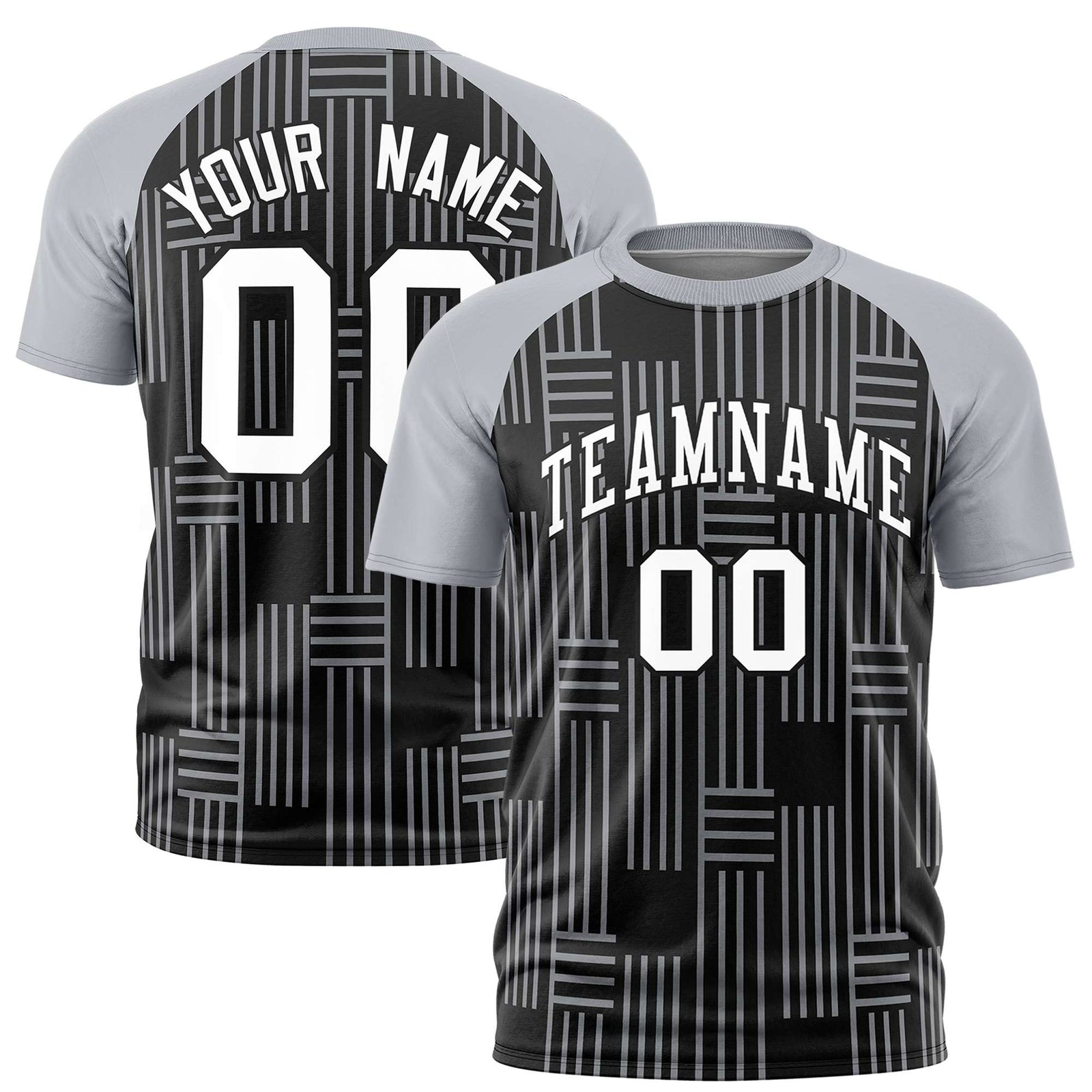 Custom Black Gray Personalized Line Pattern Performance T-Shirt