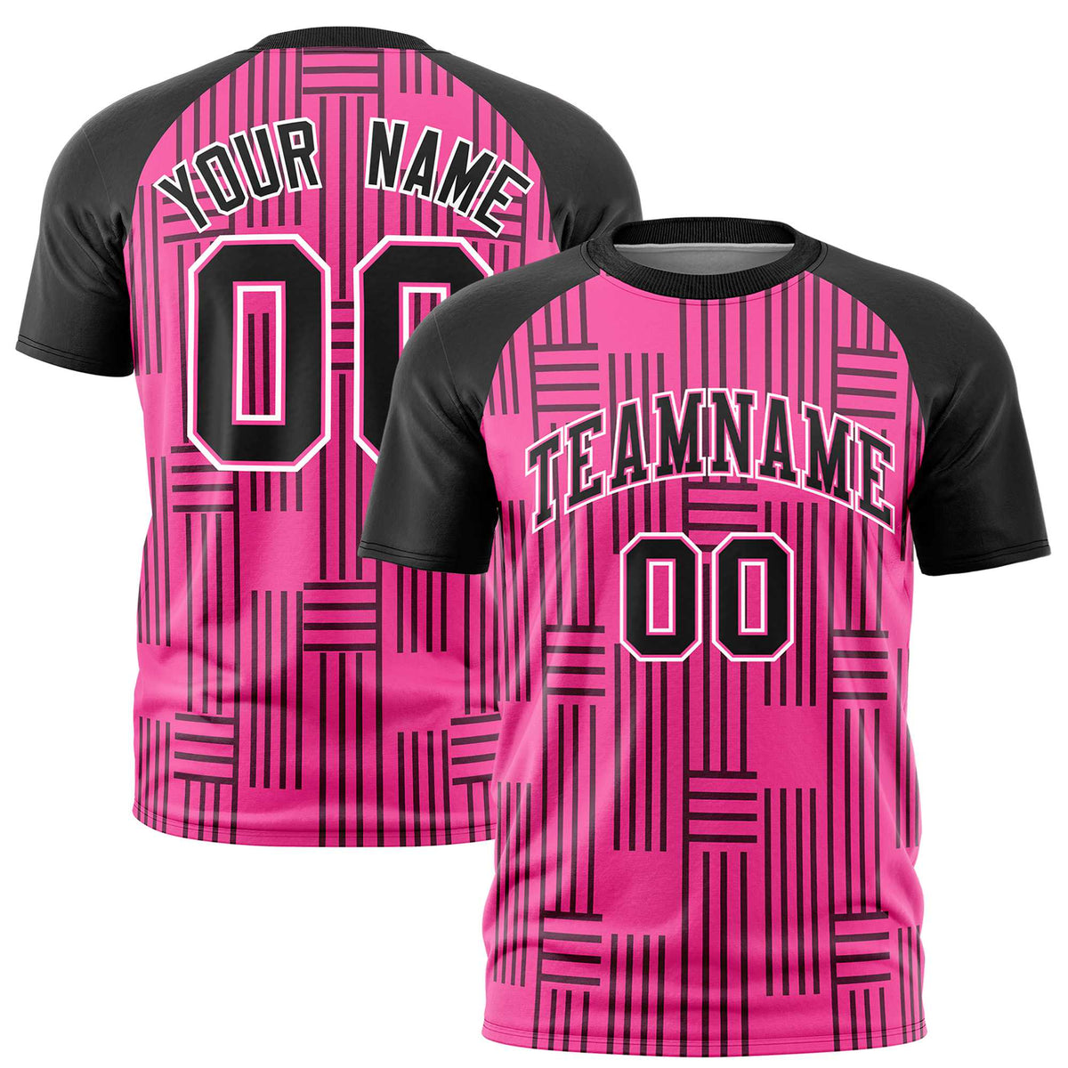 Custom Pink Black Personalized Line Pattern Performance T-Shirt