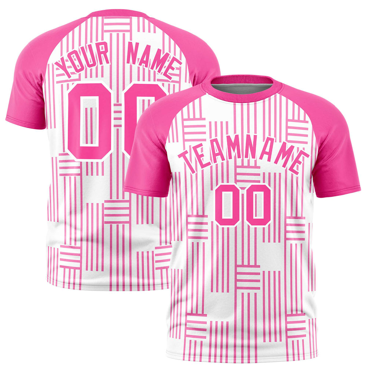 Custom White Pink Personalized Line Pattern Performance T-Shirt