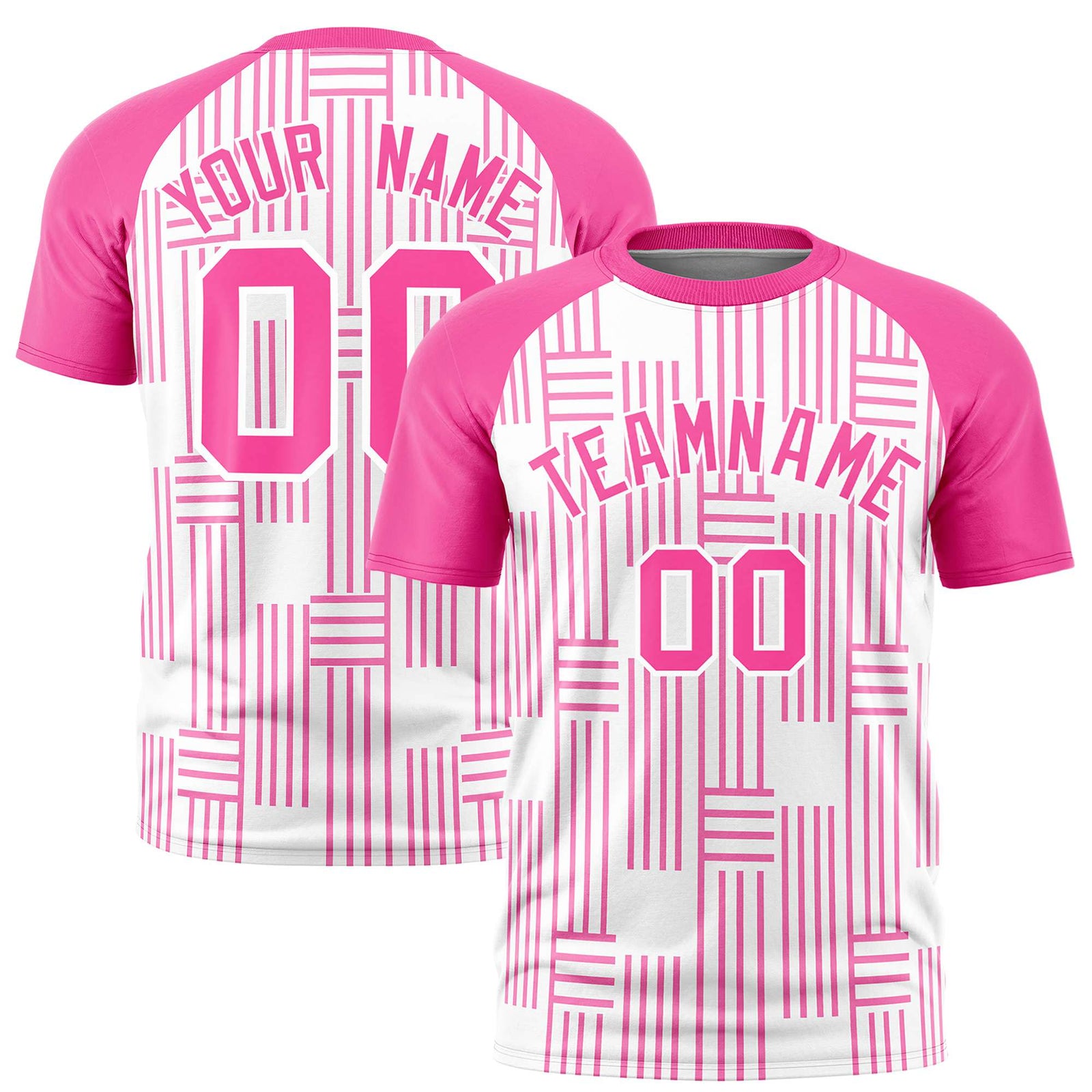 Custom White Pink Personalized Line Pattern Performance T-Shirt