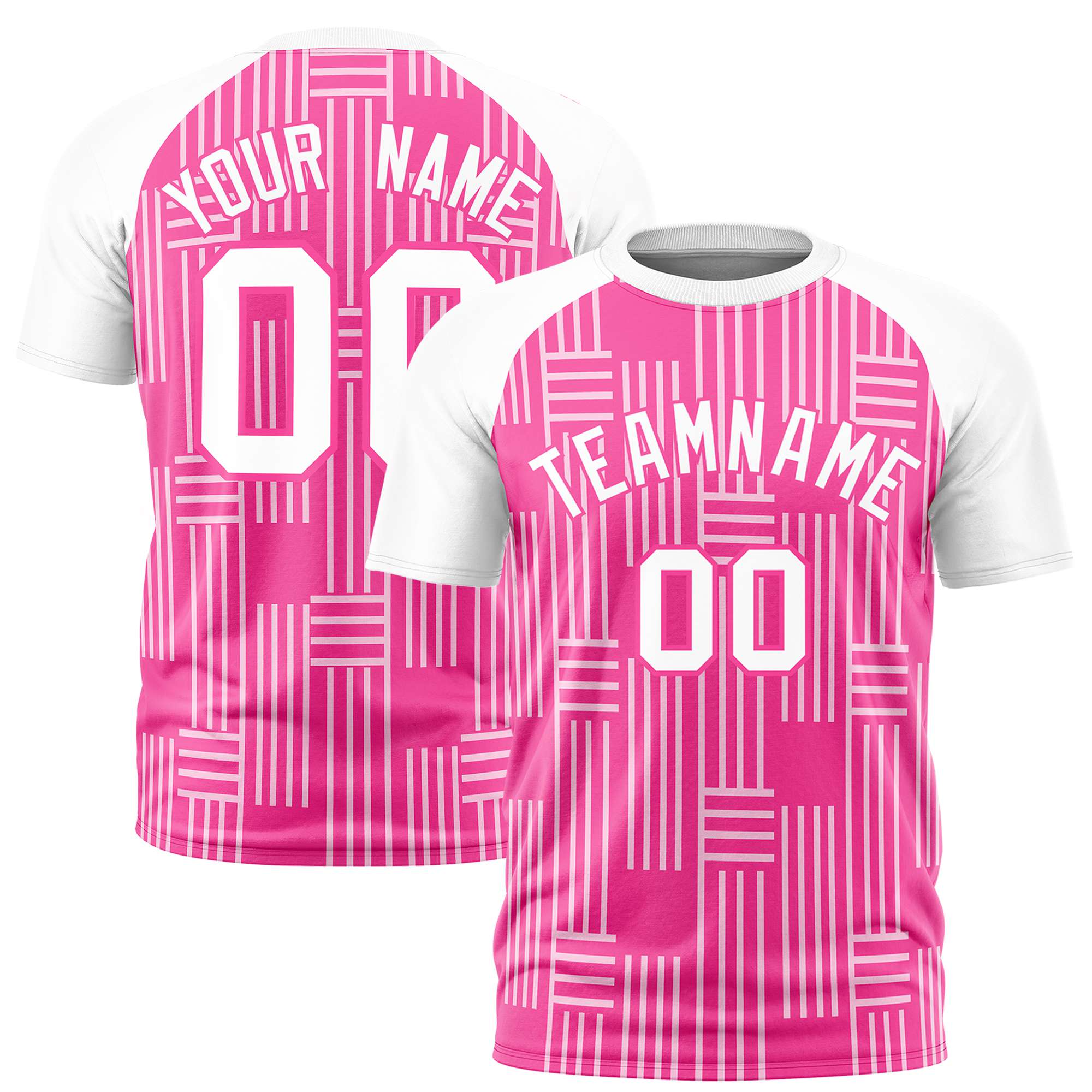 Custom Pink White Personalized Line Pattern Performance T-Shirt