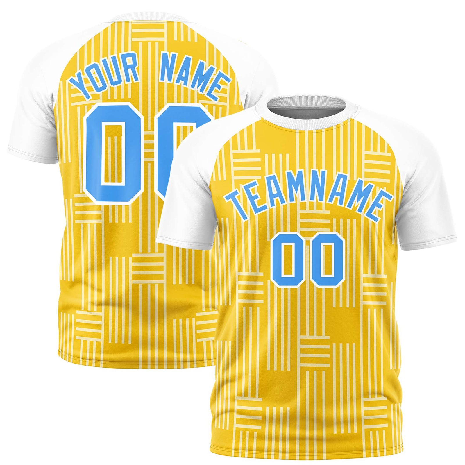 Custom Gold 01-White Personalized Line Pattern Performance T-Shirt