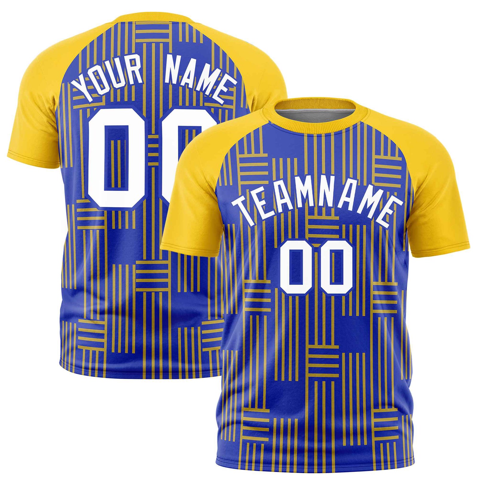 Custom Royal Blue-Gold 01 Personalized Line Pattern Performance T-Shirt