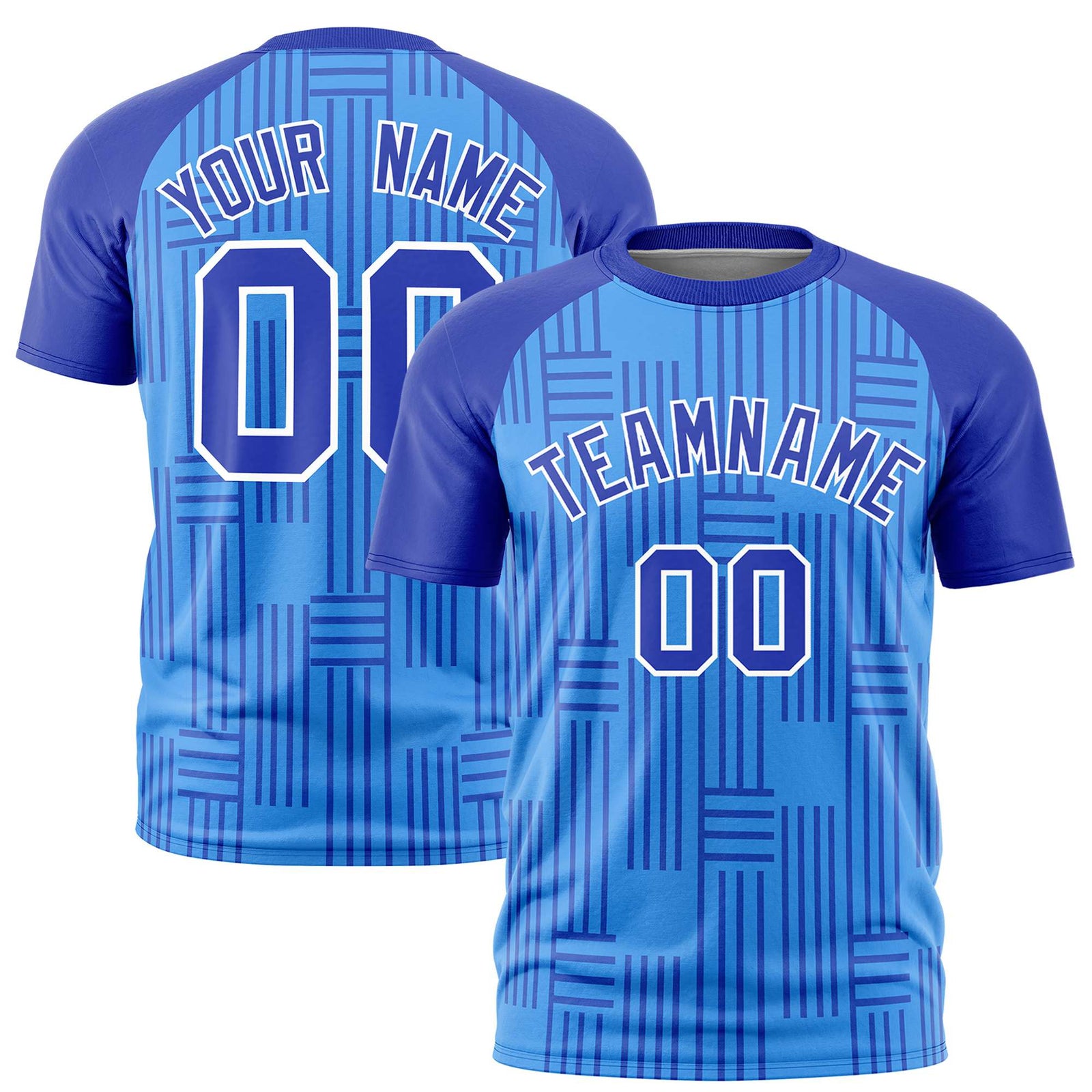 Custom Powder Blue-Royal Blue Personalized Line Pattern Performance T-Shirt
