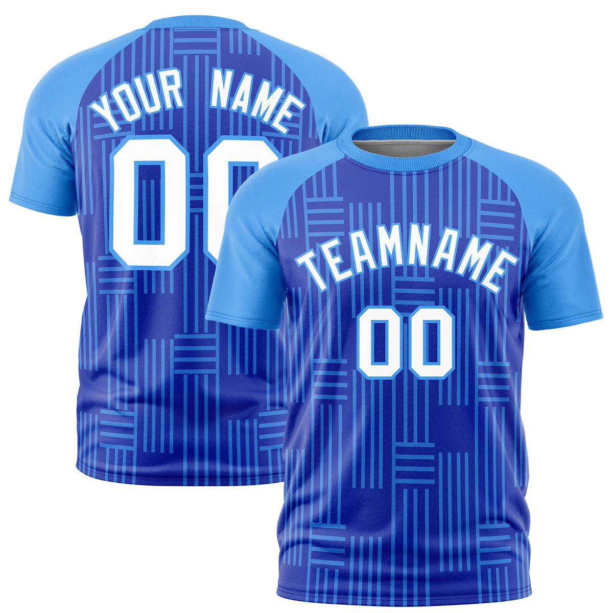Custom Royal Blue-Powder Blue Personalized Line Pattern Performance T-Shirt