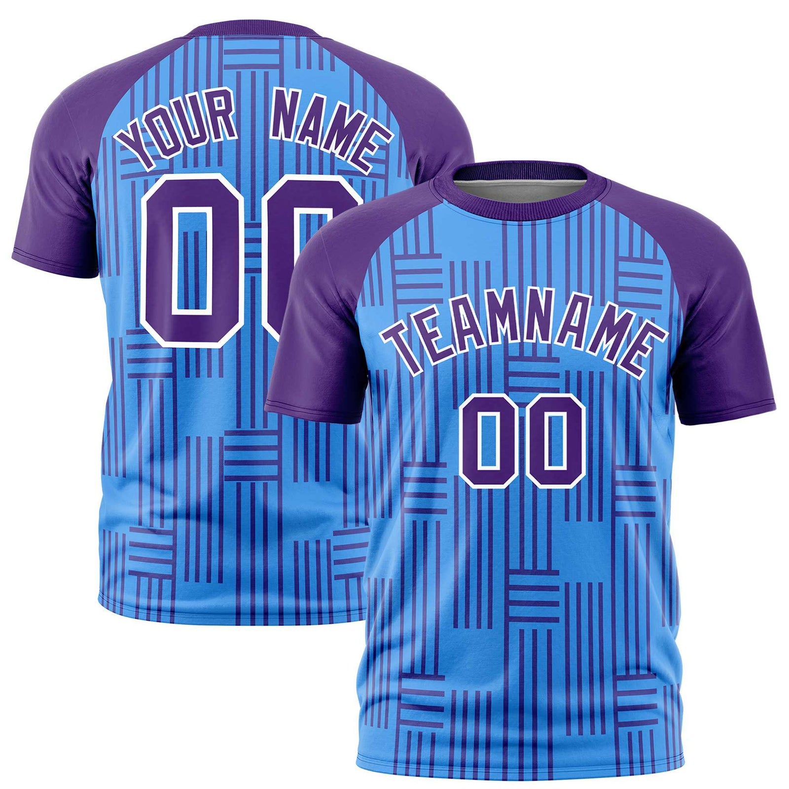 Custom Powder Blue-Purple Personalized Line Pattern Performance T-Shirt