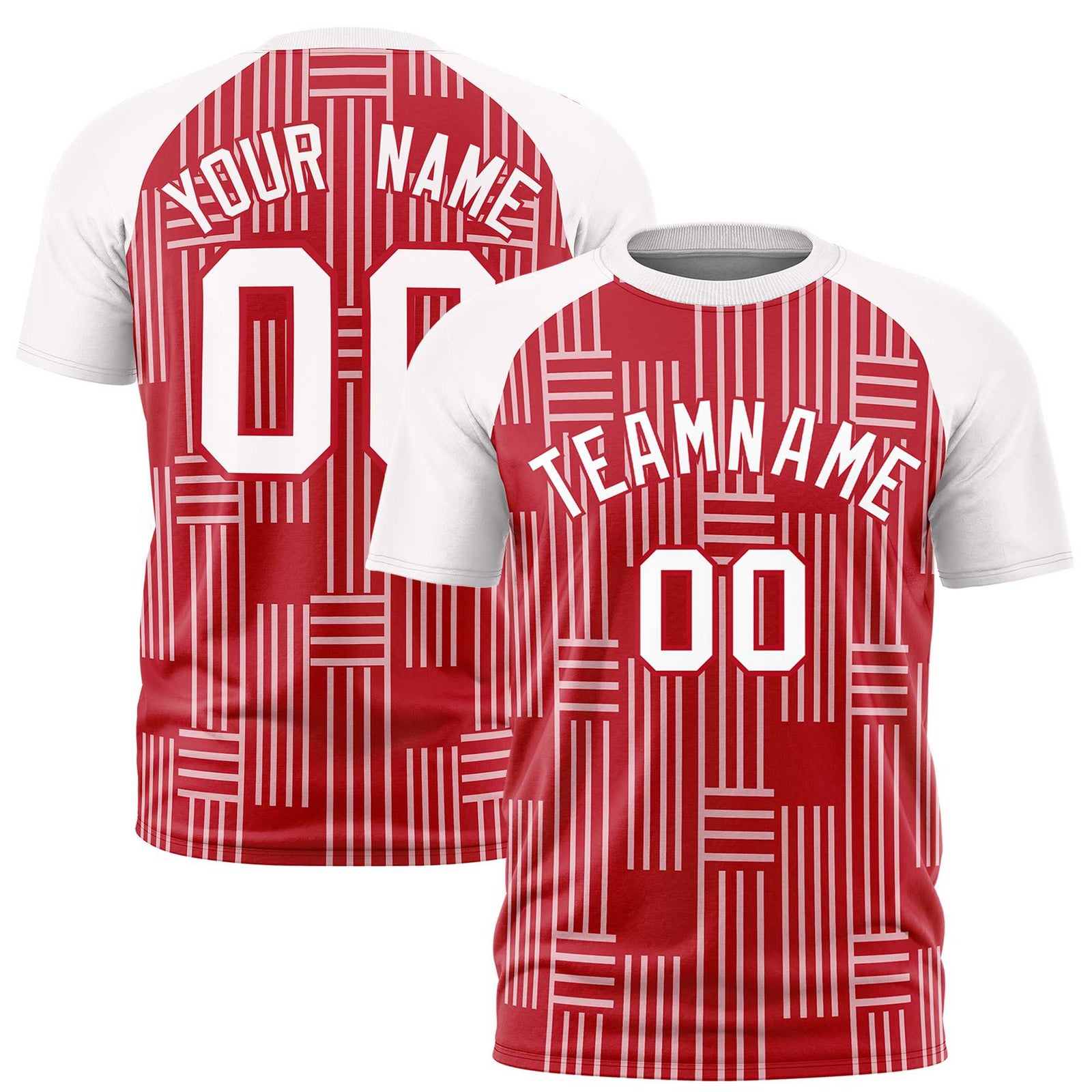 Custom Red White Personalized Line Pattern Performance T-Shirt