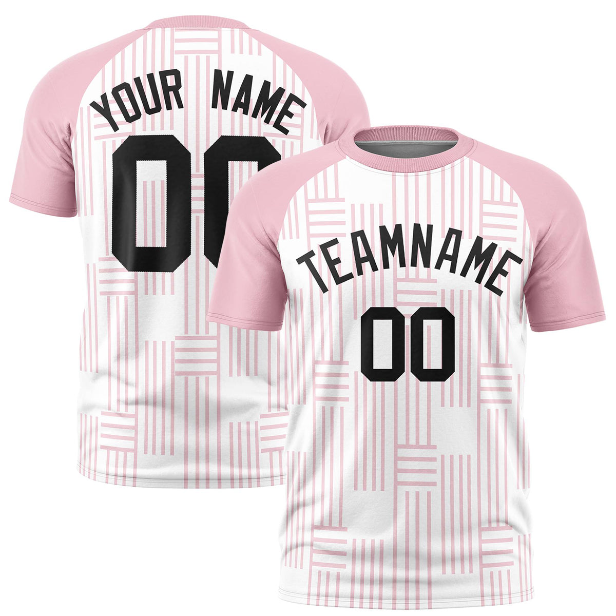 Custom White-Light Pink Personalized Line Pattern Performance T-Shirt