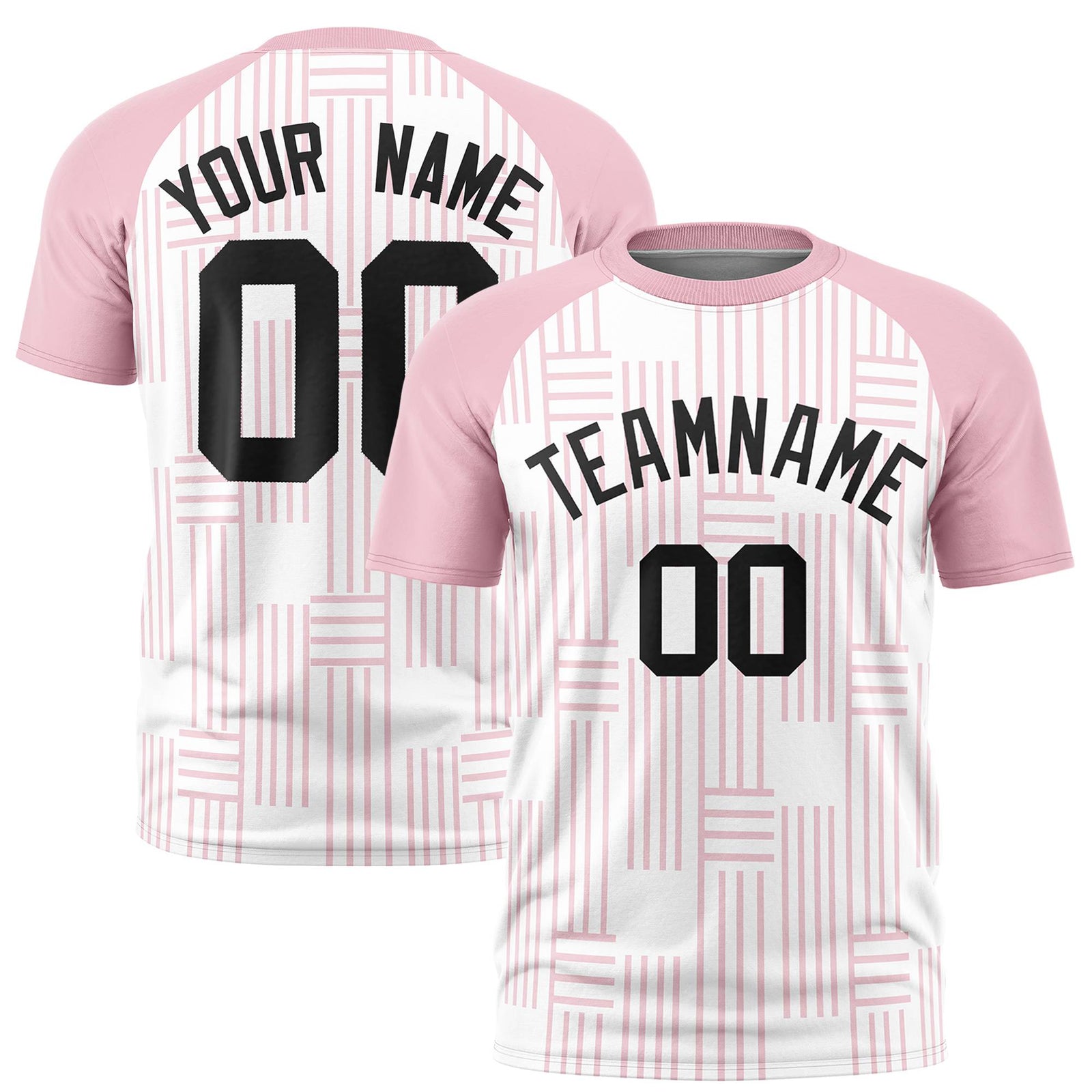 Custom White-Light Pink Personalized Line Pattern Performance T-Shirt