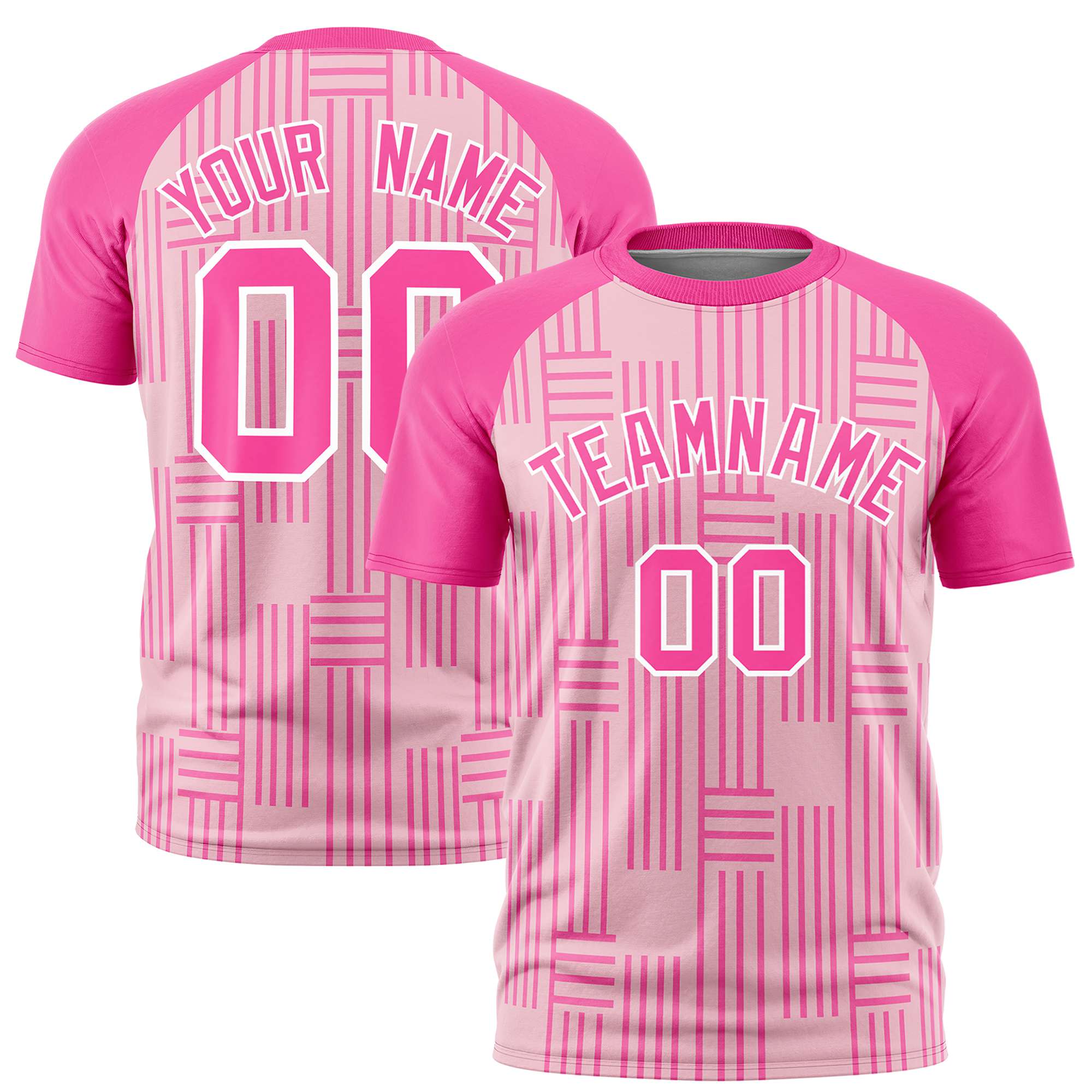 Custom Light Pink-Pink Personalized Line Pattern Performance T-Shirt