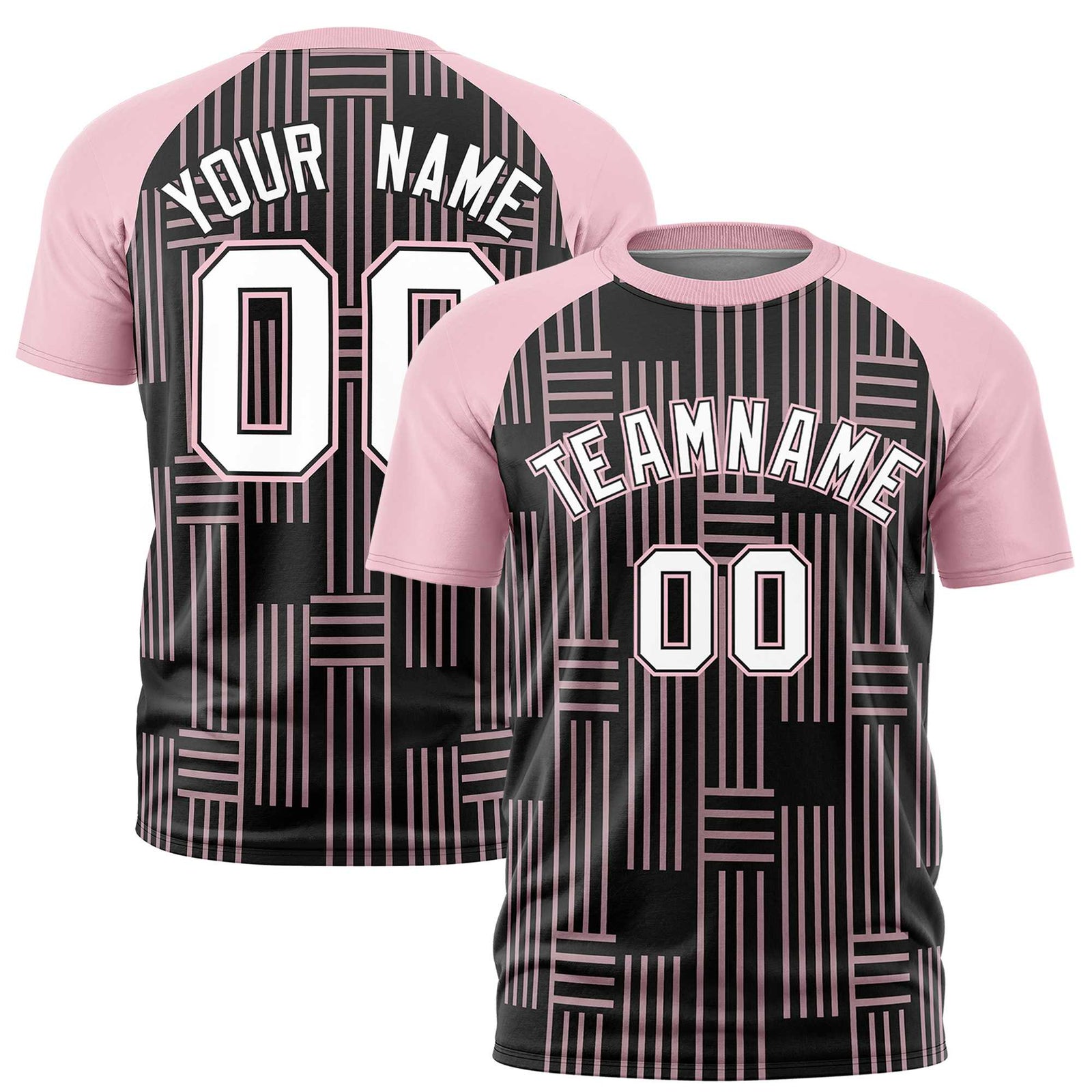 Custom Black-Light Pink Personalized Line Pattern Performance T-Shirt