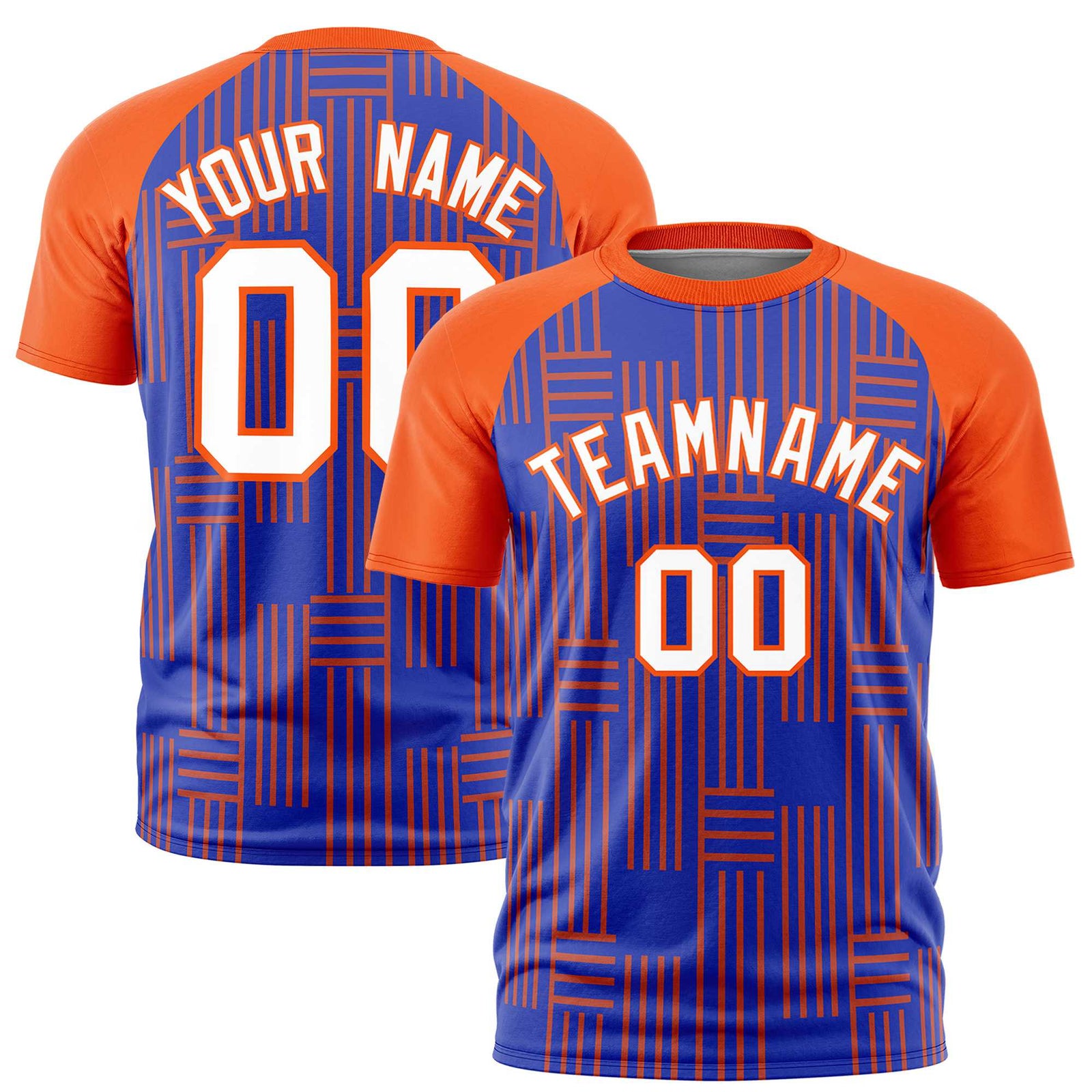 Custom Royal Blue-Orange Personalized Line Pattern Performance T-Shirt