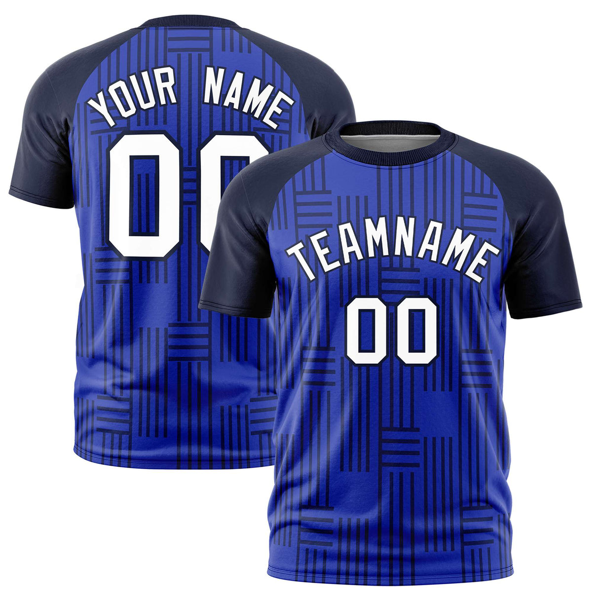 Custom Royal Blue-Navy Personalized Line Pattern Performance T-Shirt