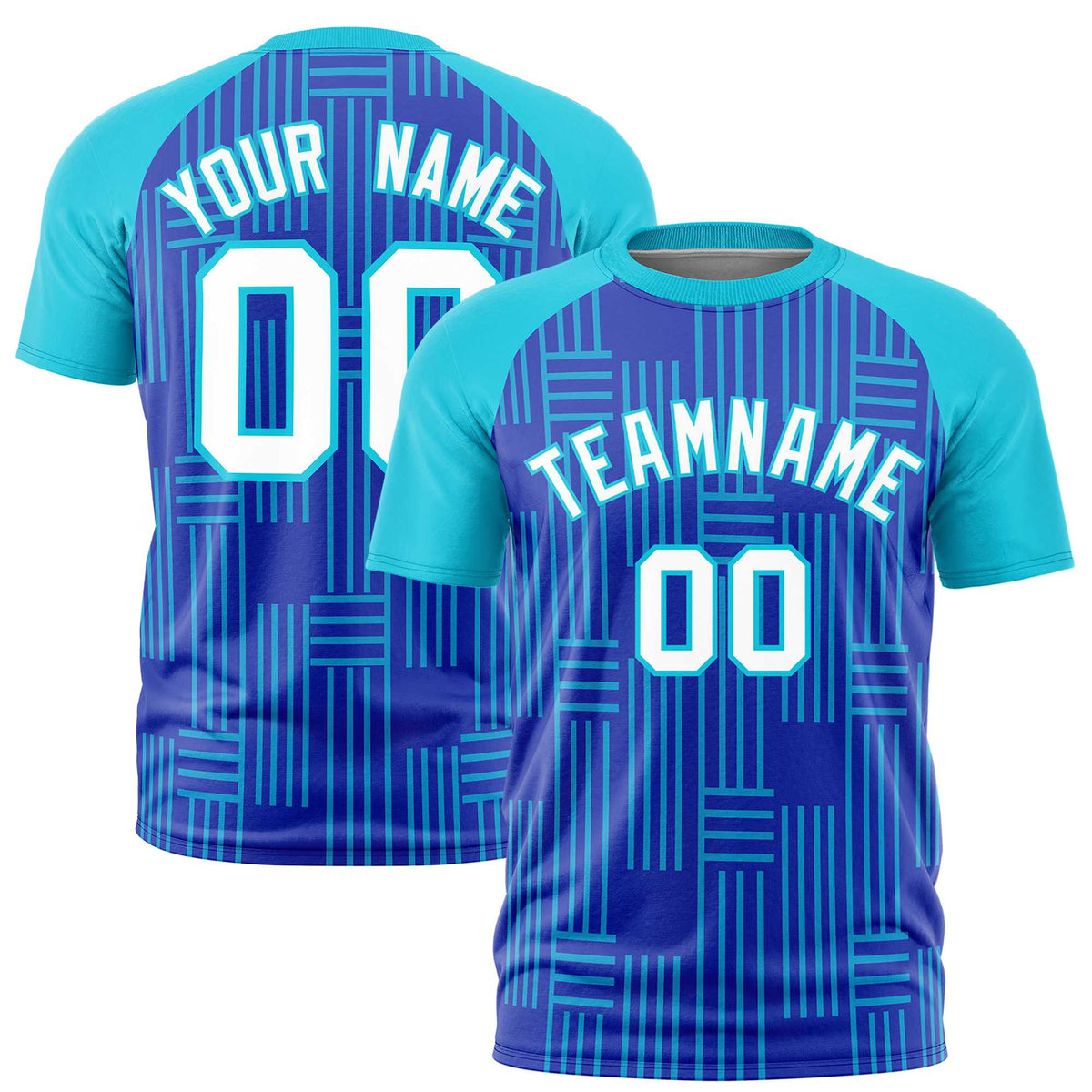 Custom Royal Blue-Sky Blue Personalized Line Pattern Performance T-Shirt