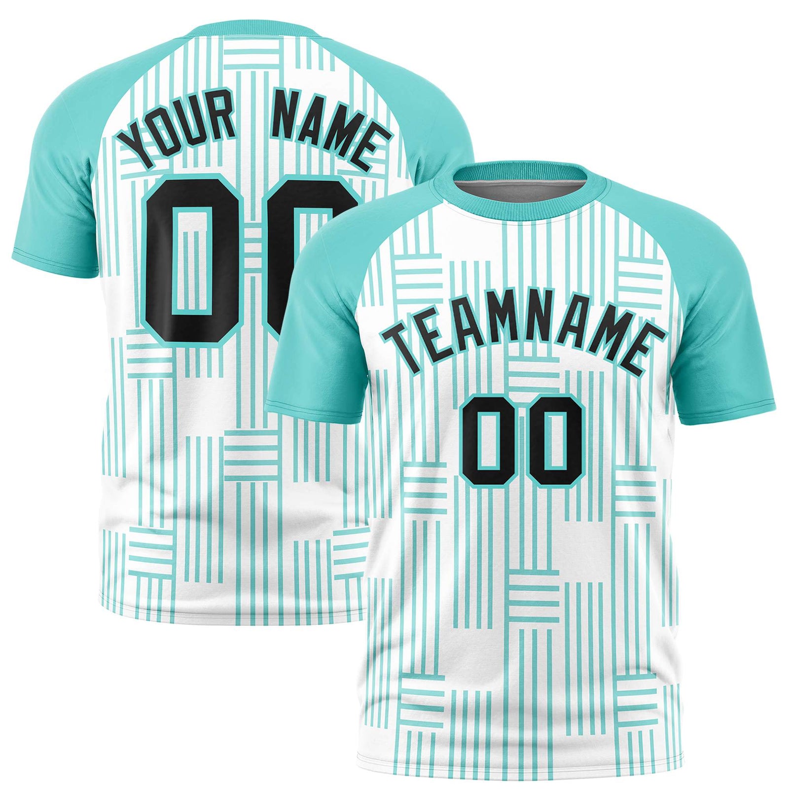Custom White-Bright Green Personalized Line Pattern Performance T-Shirt