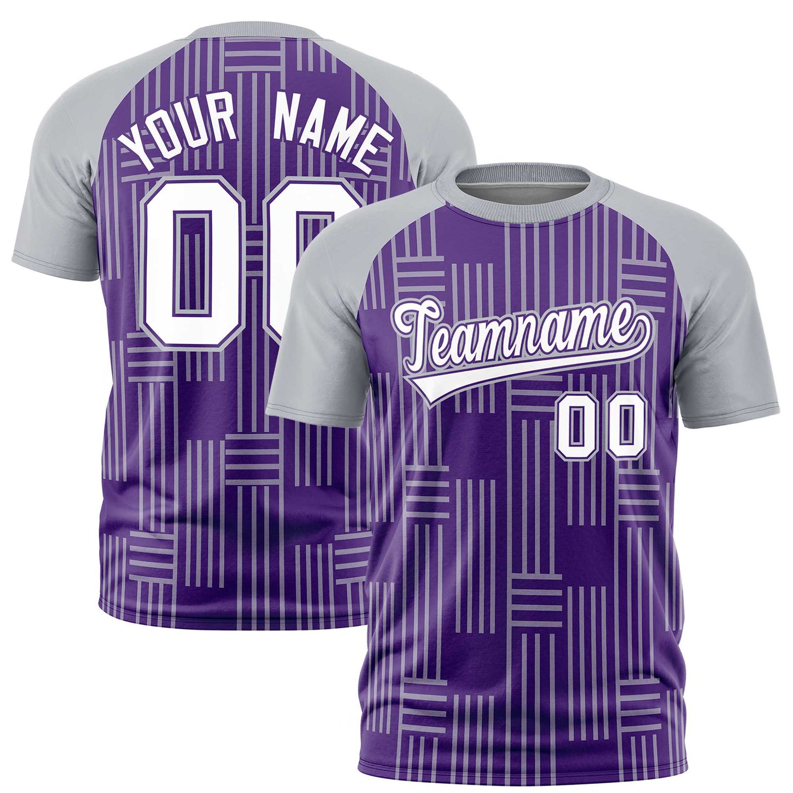Custom Purple Gray Personalized Line Pattern Performance T-Shirt
