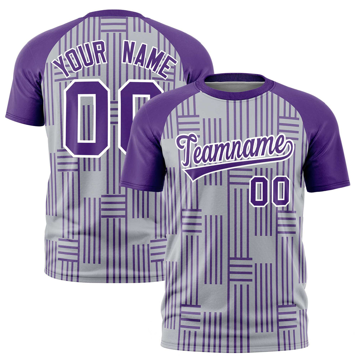 Custom Gray Purple Personalized Line Pattern Performance T-Shirt