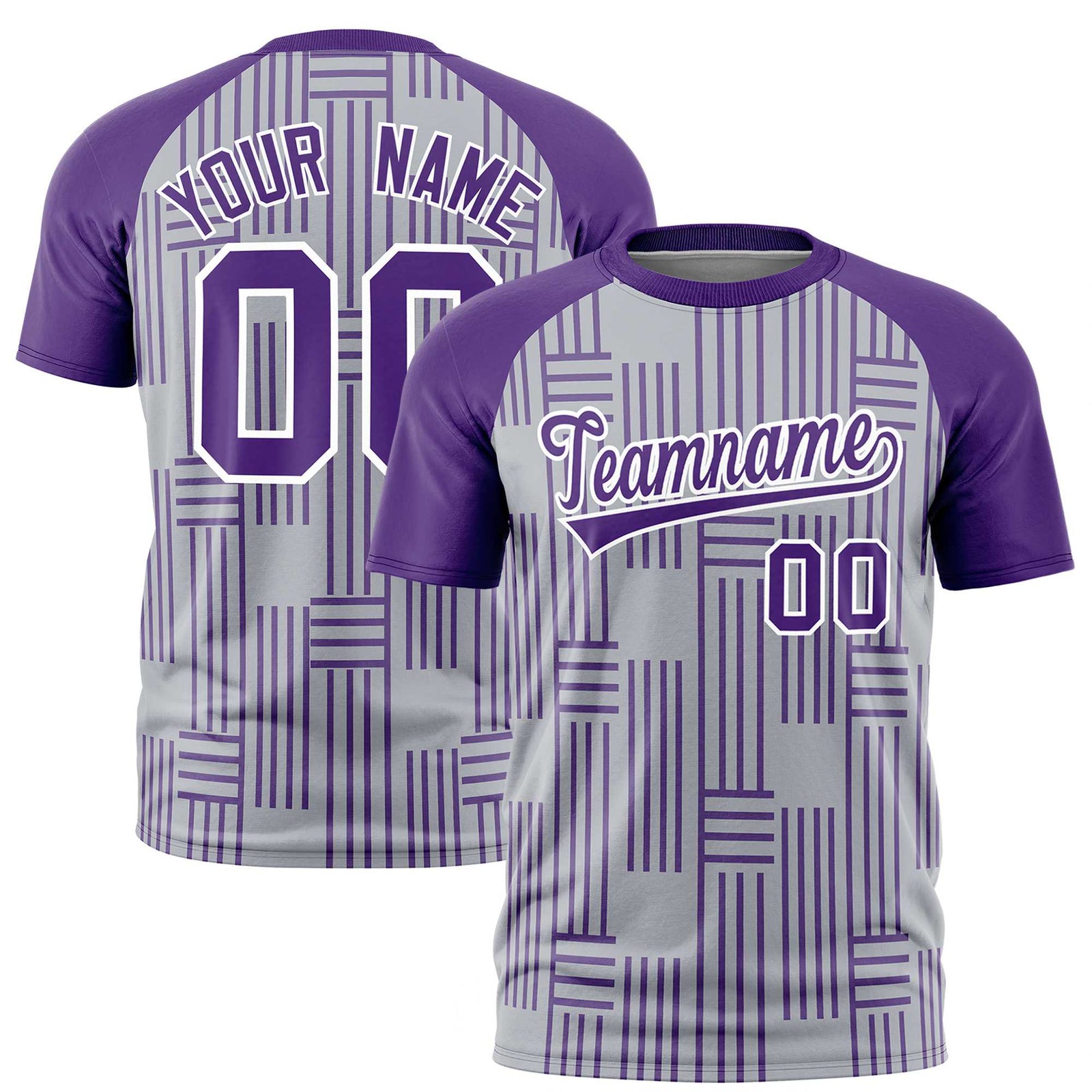 Custom Gray Purple Personalized Line Pattern Performance T-Shirt
