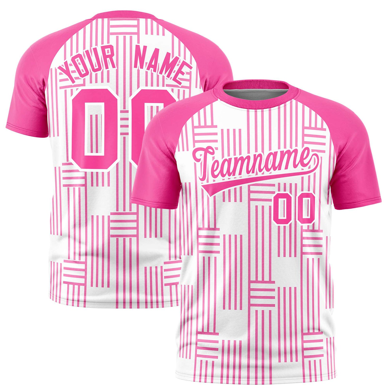 Custom White Pink Personalized Line Pattern Performance T-Shirt