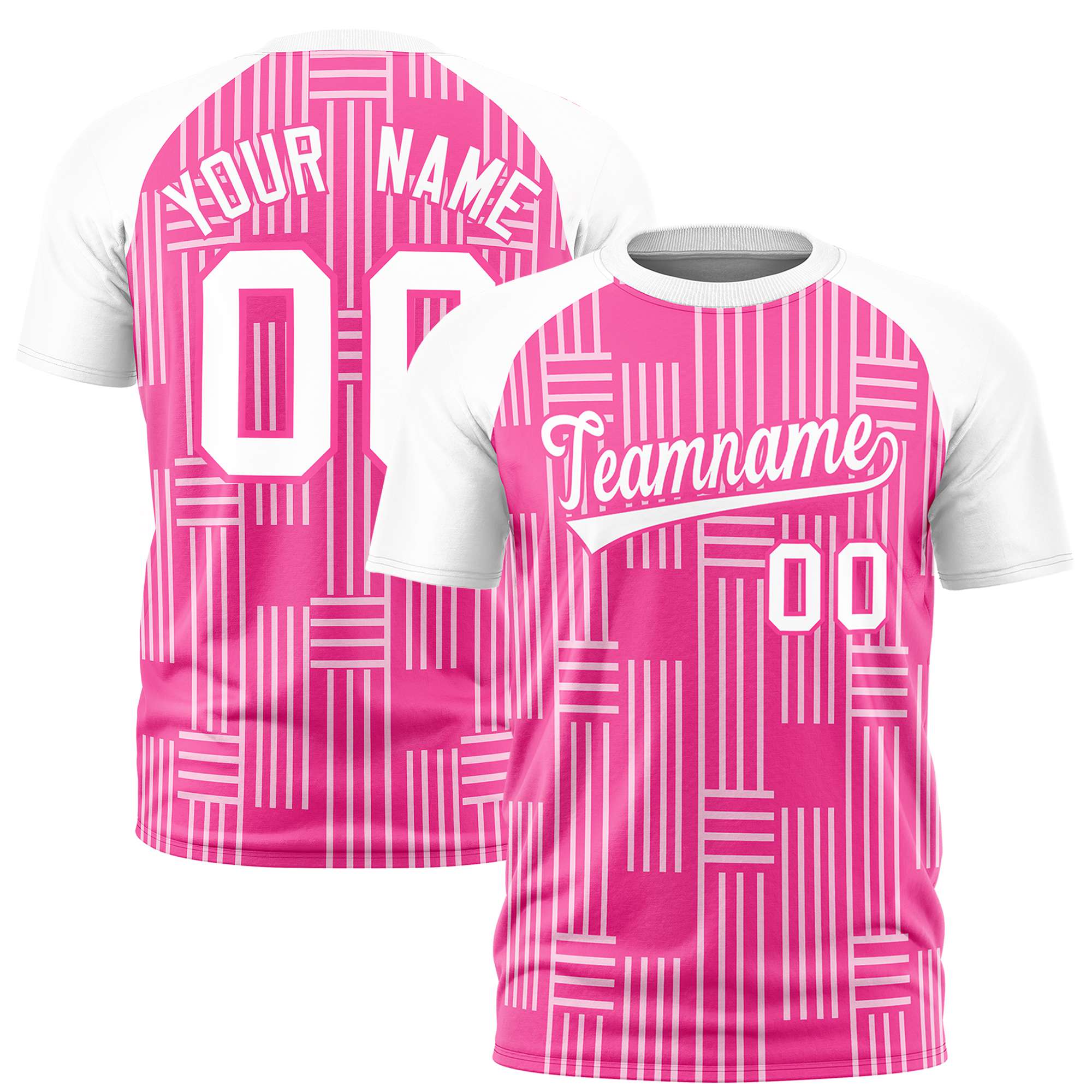 Custom Pink White Personalized Line Pattern Performance T-Shirt