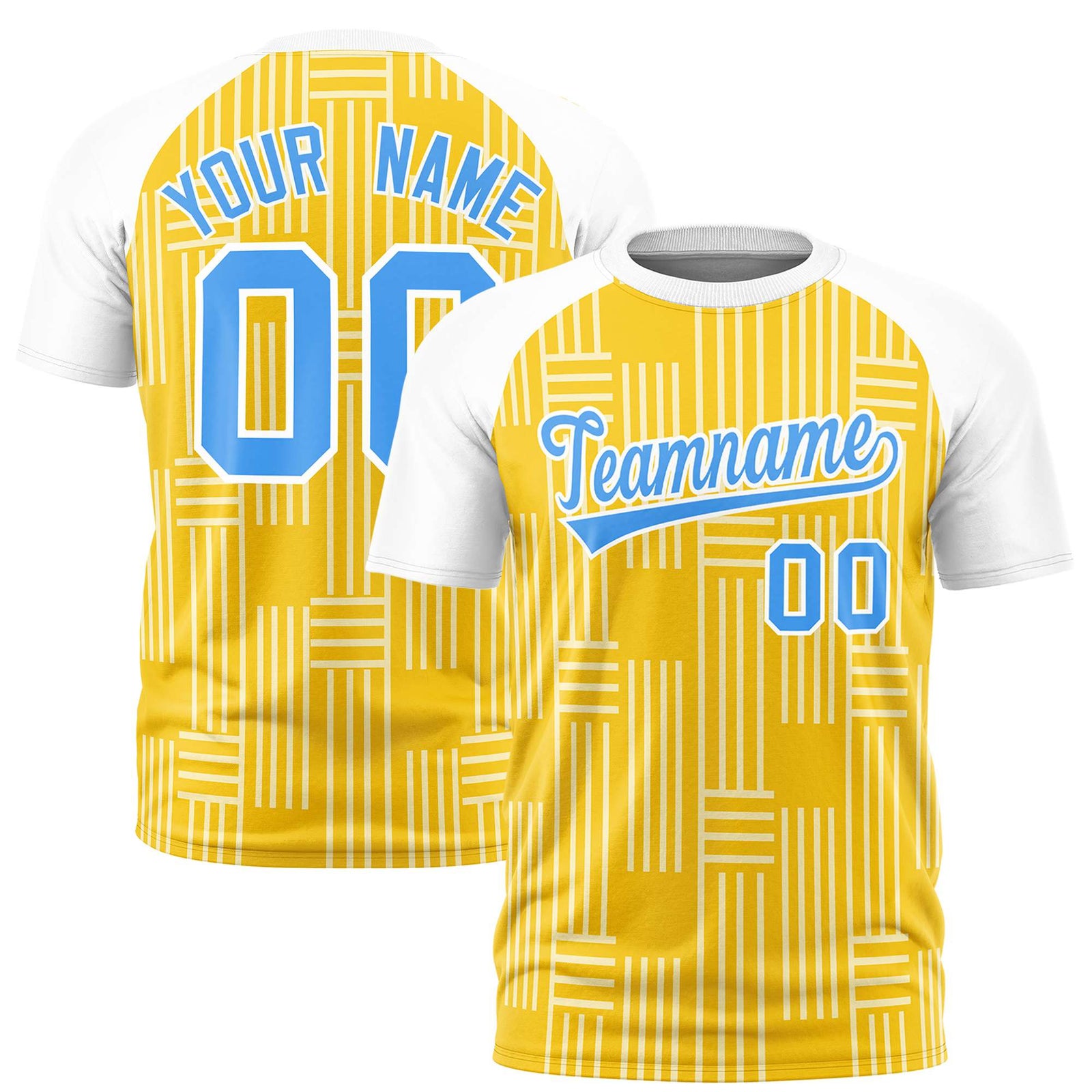 Custom Gold 01-White Personalized Line Pattern Performance T-Shirt