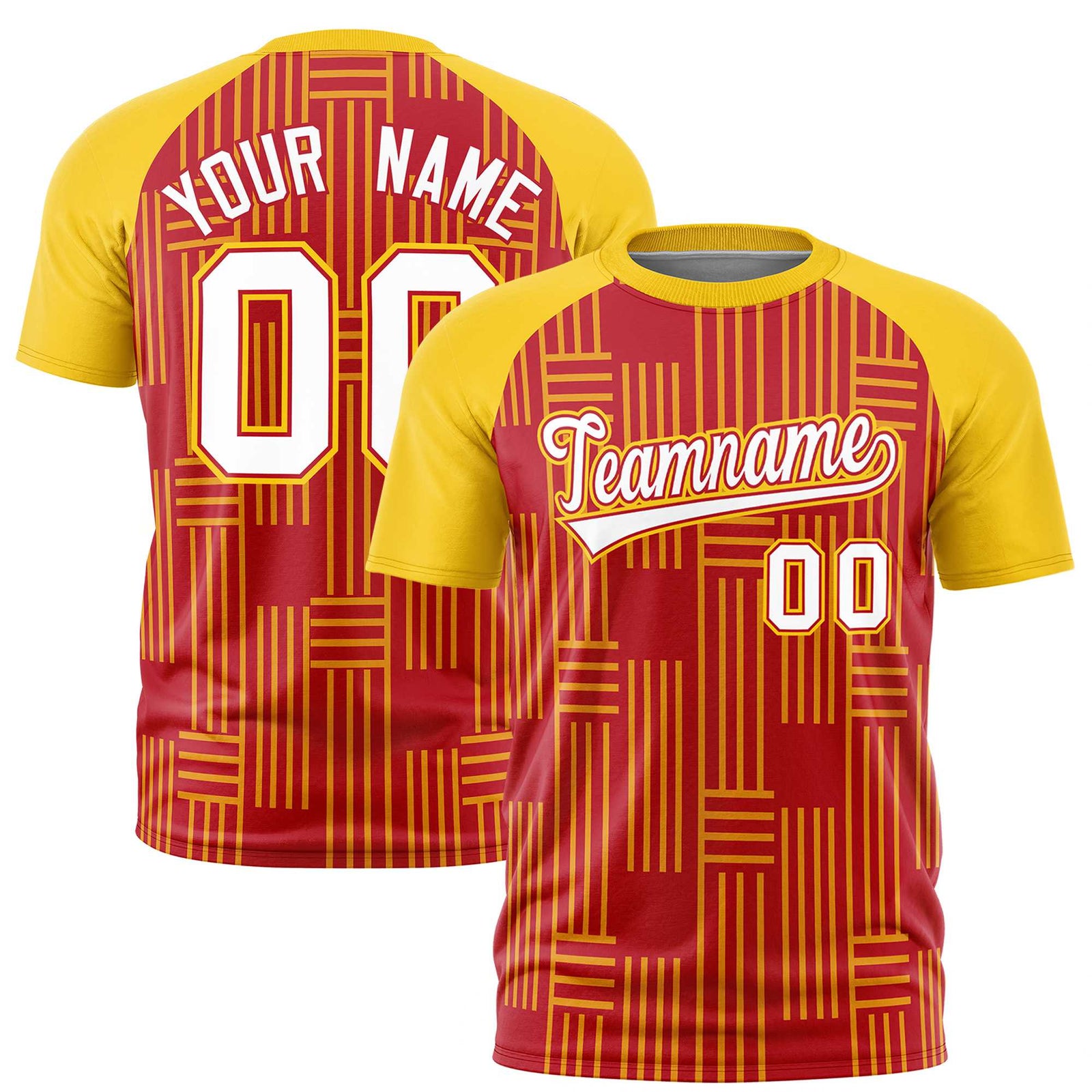 Custom Red-Gold 01 Personalized Line Pattern Performance T-Shirt