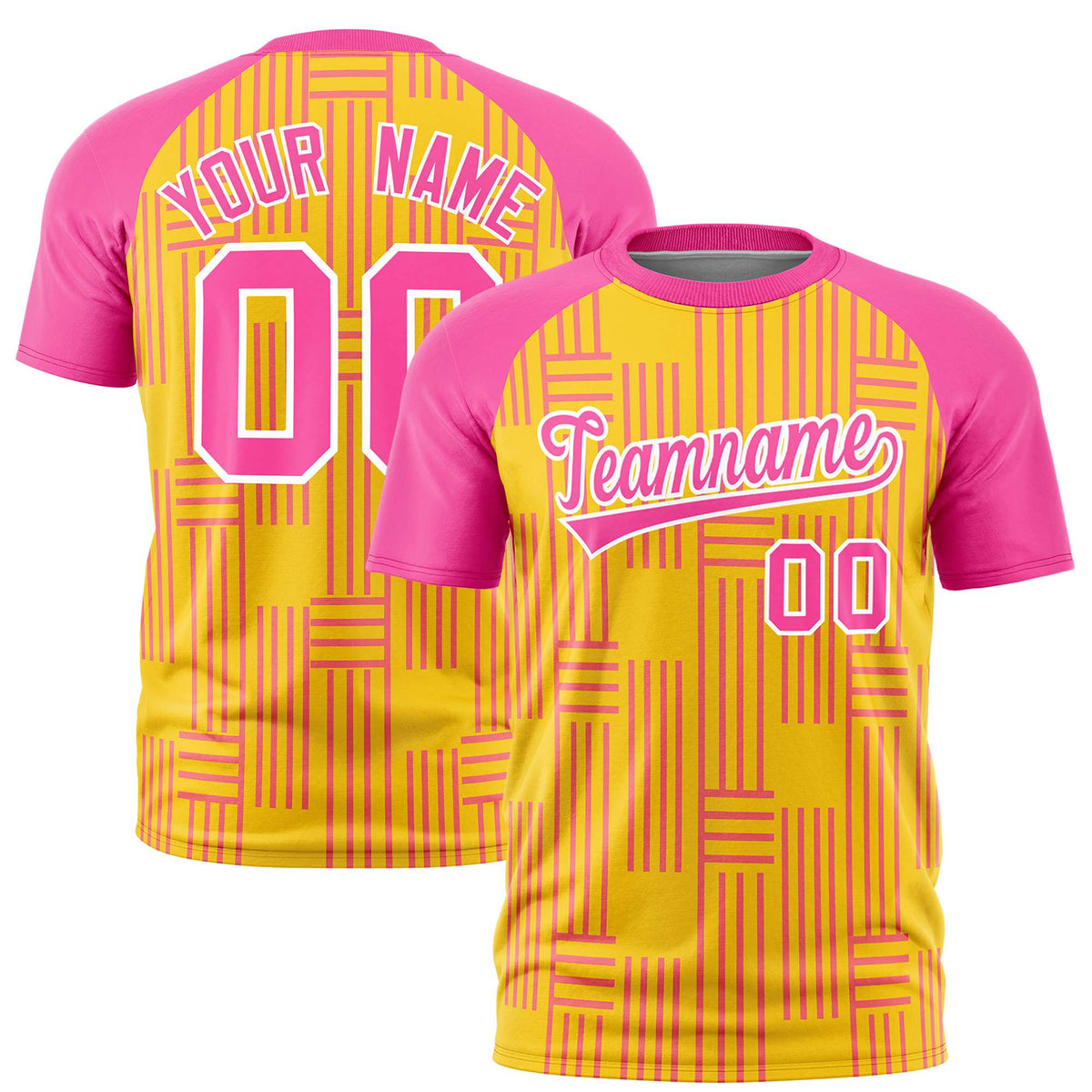 Custom Gold 01-Pink Personalized Line Pattern Performance T-Shirt