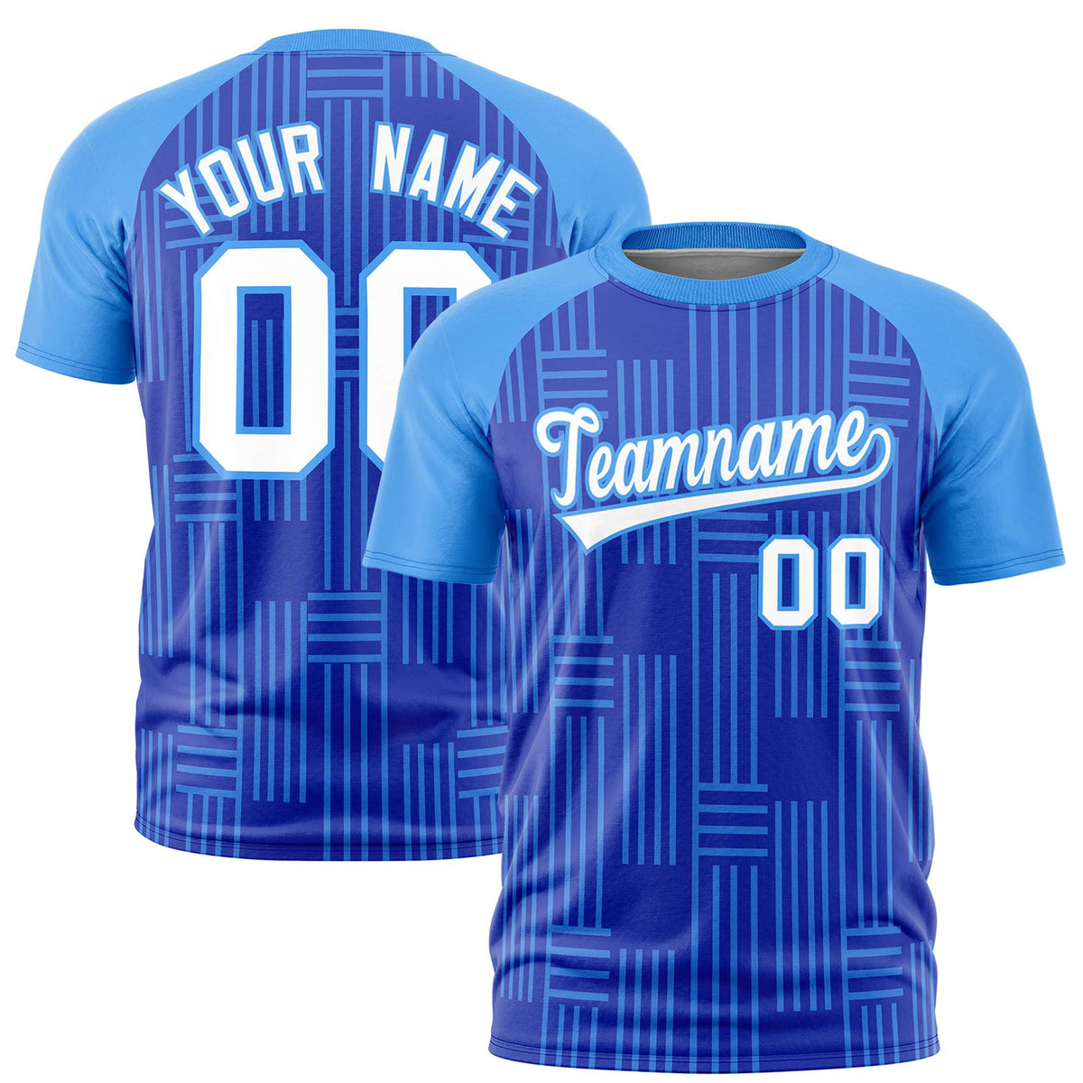 Custom Royal Blue-Powder Blue Personalized Line Pattern Performance T-Shirt