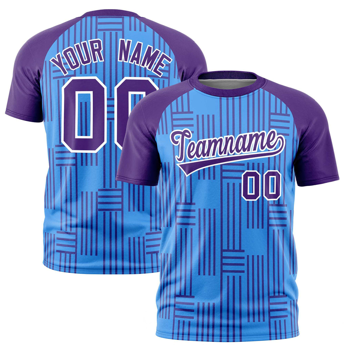 Custom Powder Blue-Purple Personalized Line Pattern Performance T-Shirt