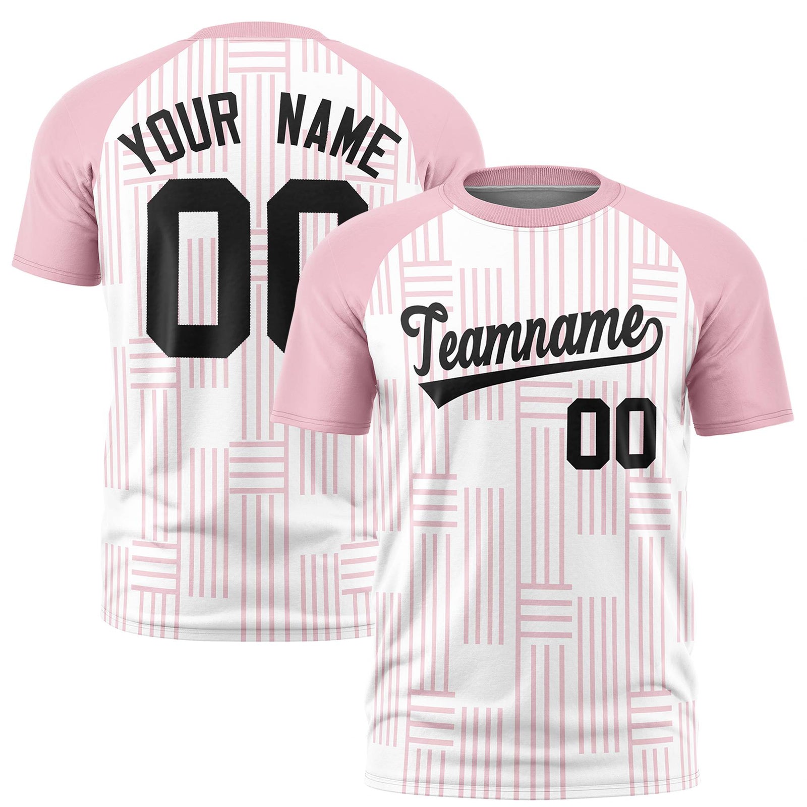 Custom White-Light Pink Personalized Line Pattern Performance T-Shirt