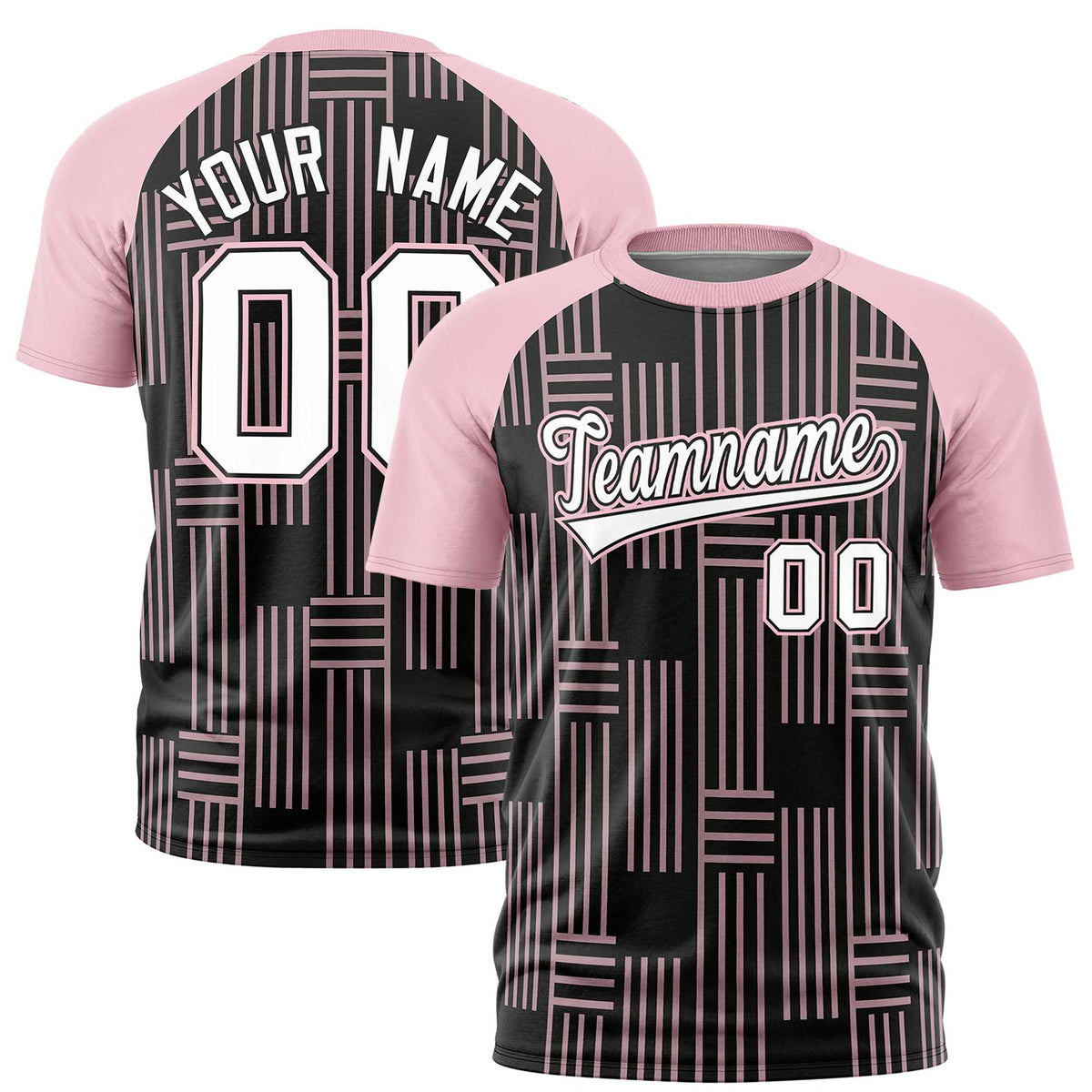 Custom Black-Light Pink Personalized Line Pattern Performance T-Shirt