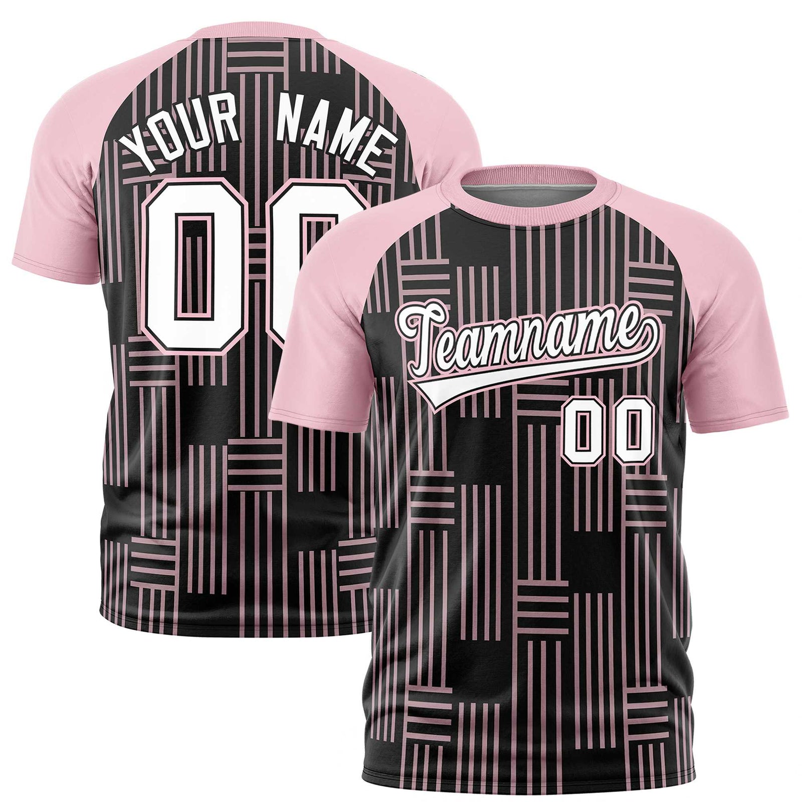 Custom Black-Light Pink Personalized Line Pattern Performance T-Shirt