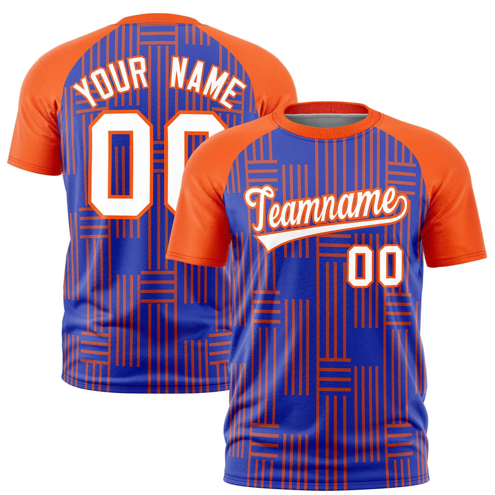 Custom Royal Blue-Orange Personalized Line Pattern Performance T-Shirt