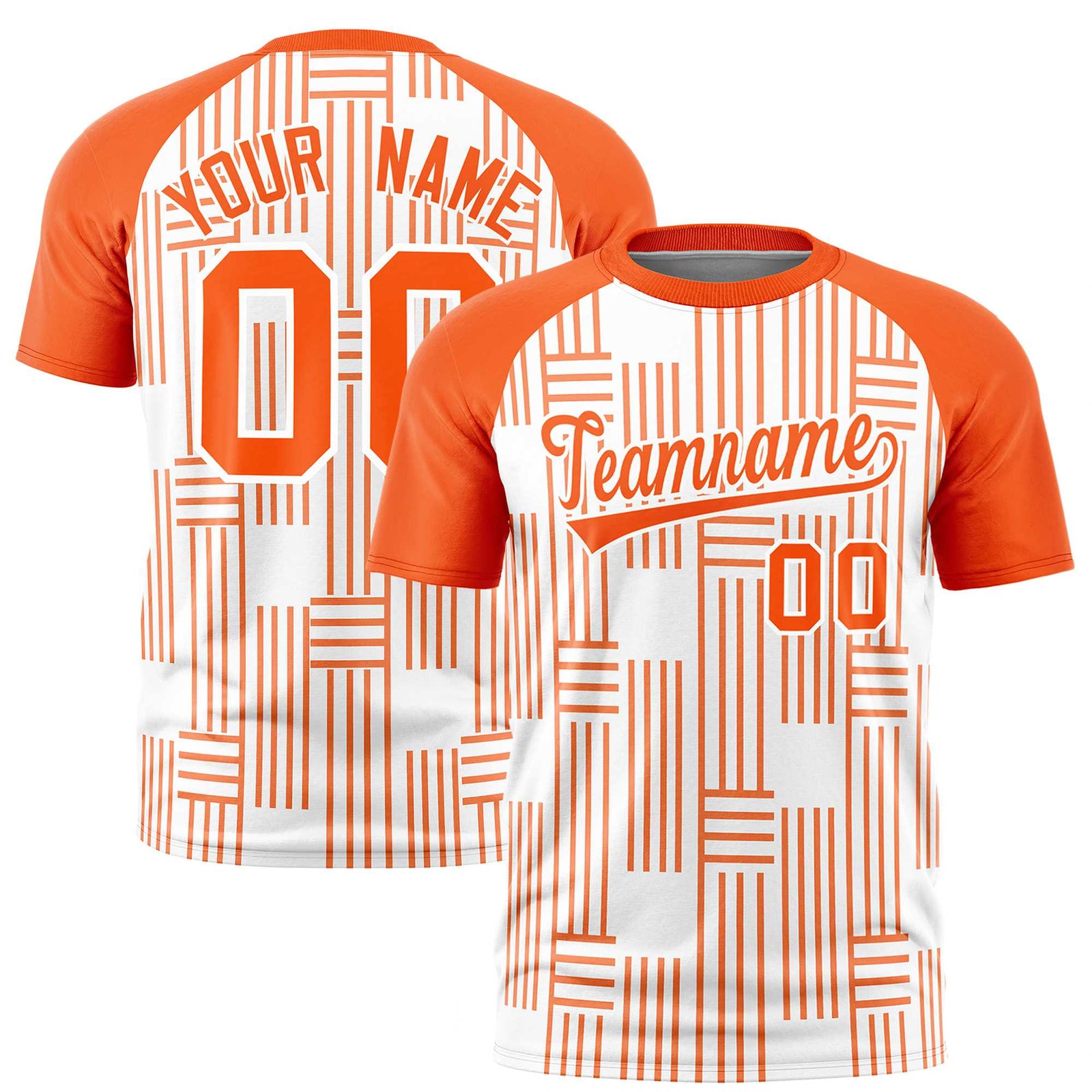 Custom White Orange Personalized Line Pattern Performance T-Shirt