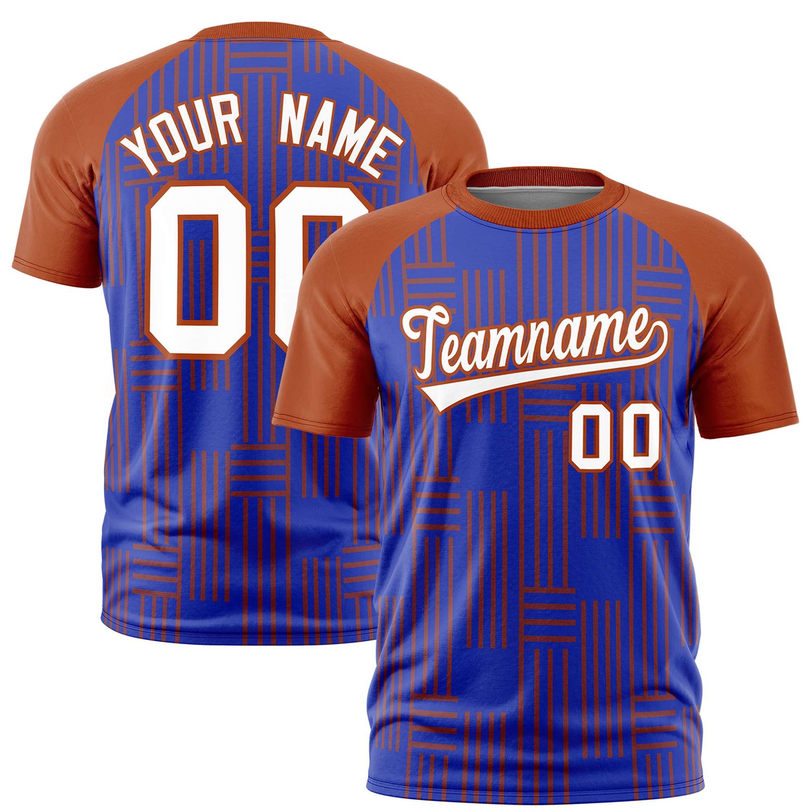 Custom Royal Blue-Texas Orange Personalized Line Pattern Performance T-Shirt