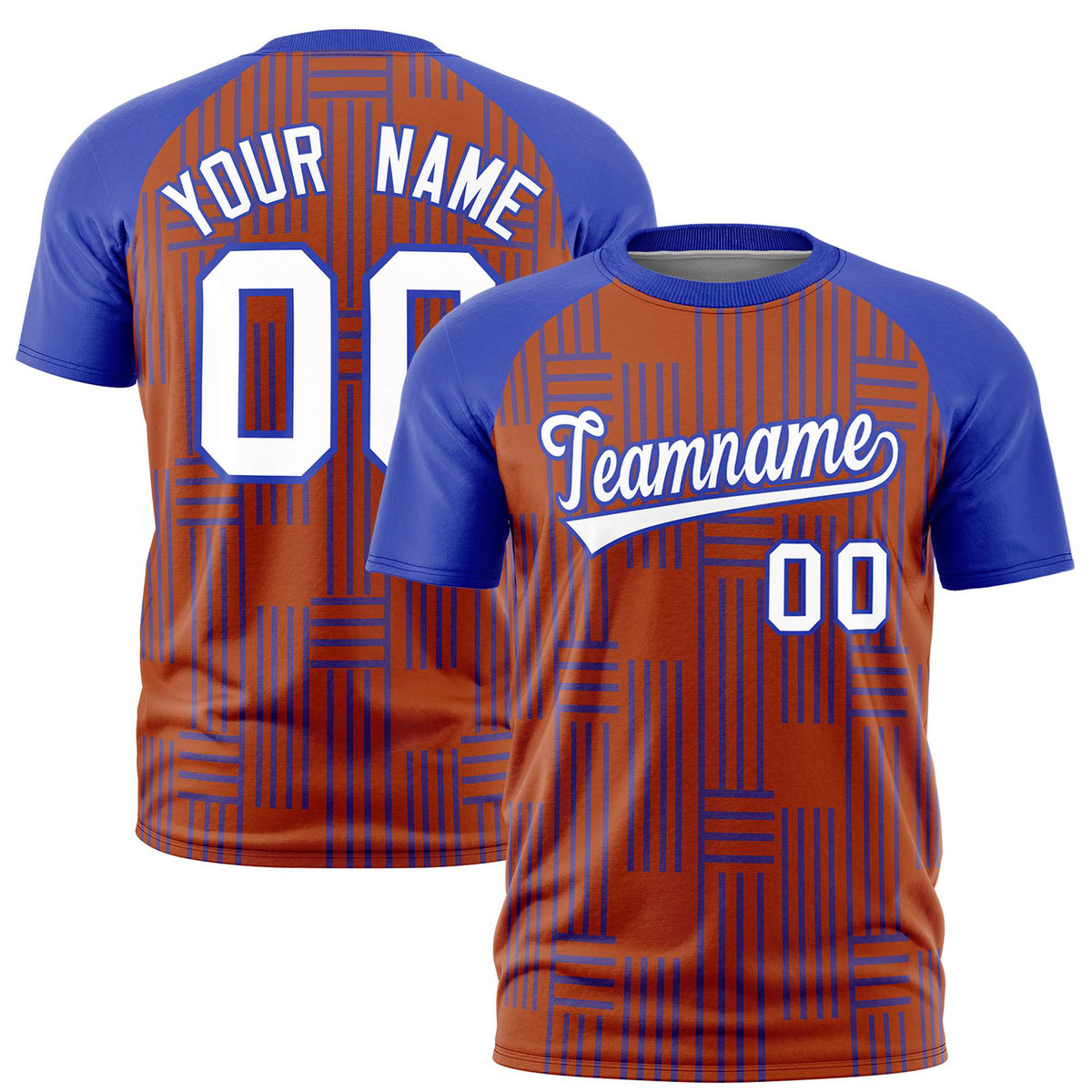 Custom Texas Orange-Royal Blue Personalized Line Pattern Performance T-Shirt