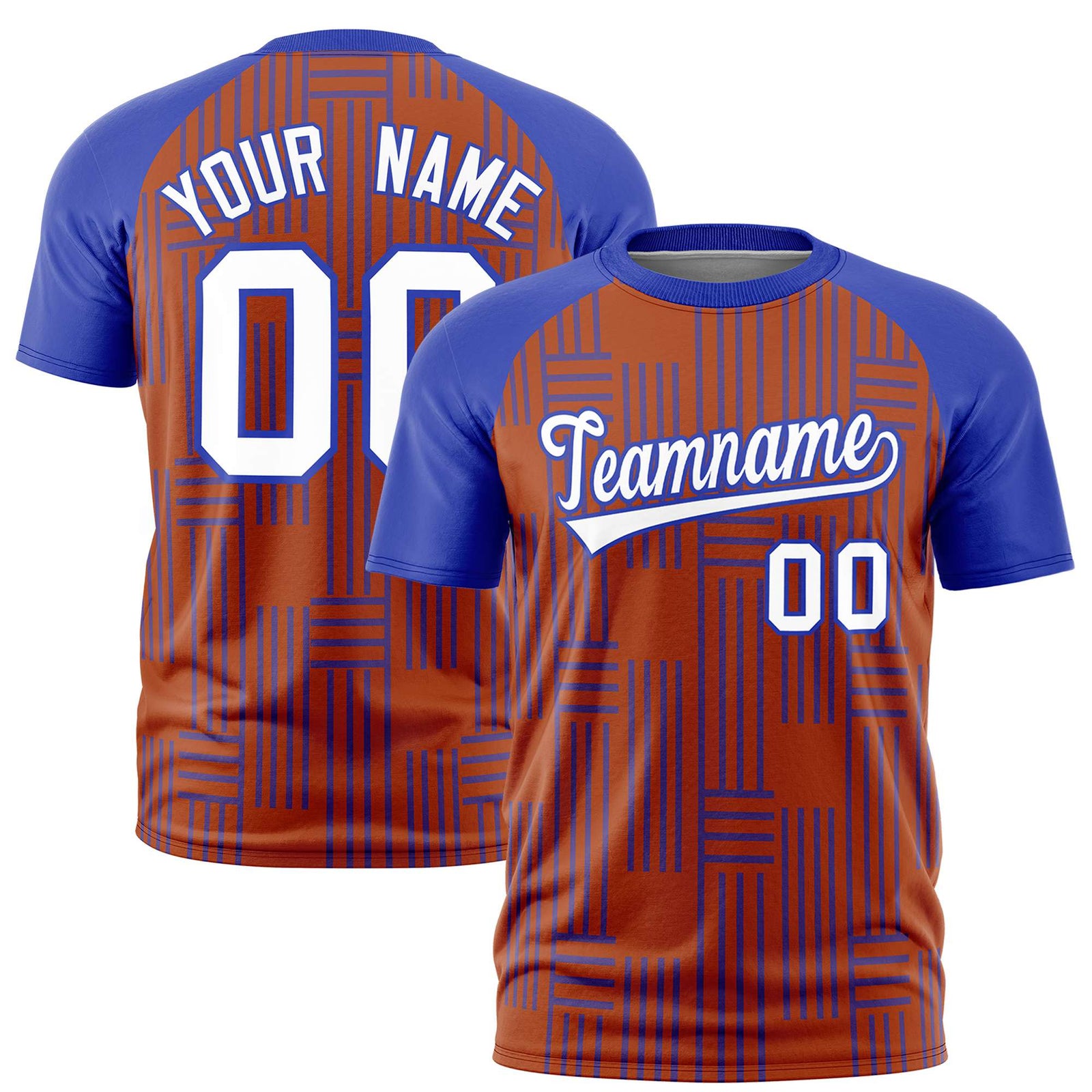 Custom Texas Orange-Royal Blue Personalized Line Pattern Performance T-Shirt