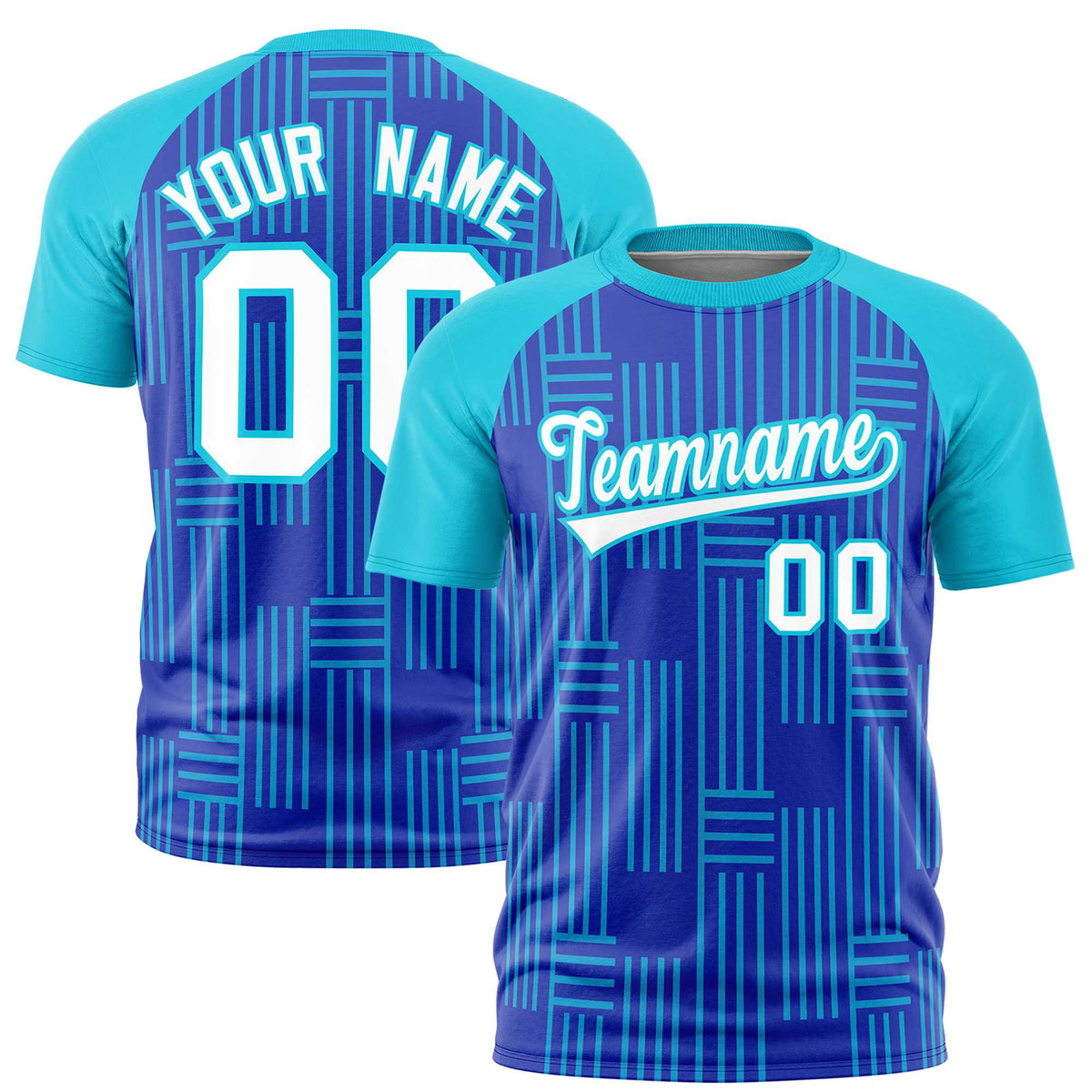 Custom Royal Blue-Sky Blue Personalized Line Pattern Performance T-Shirt