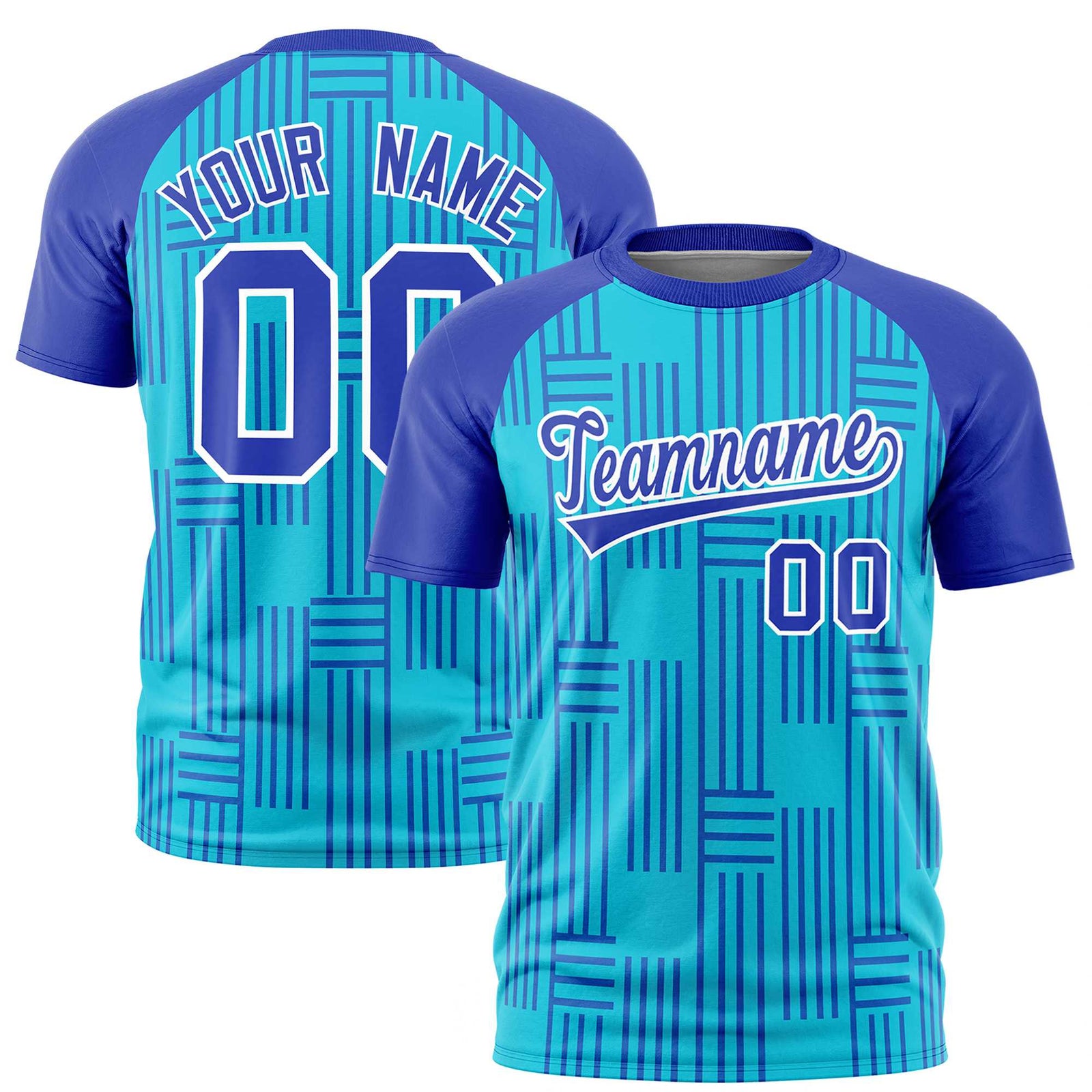 Custom Sky Blue-Royal Blue Personalized Line Pattern Performance T-Shirt