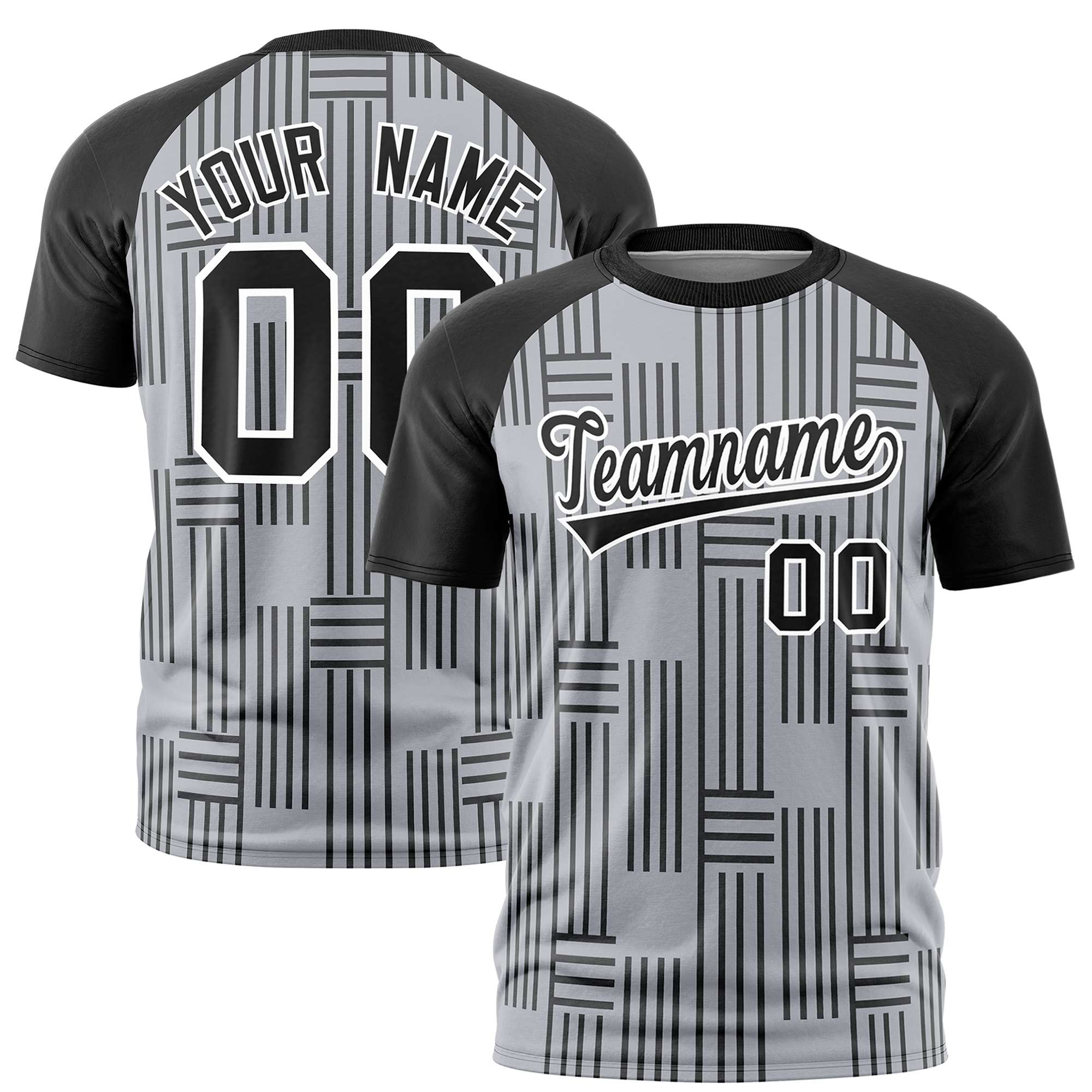 Custom Gray Black Personalized Line Pattern Performance T-Shirt