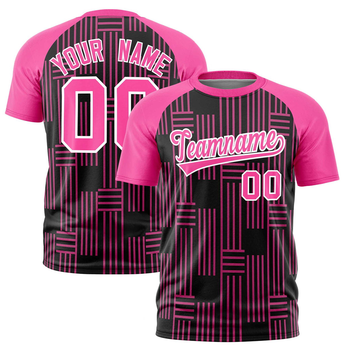 Custom Black Pink Personalized Line Pattern Performance T-Shirt
