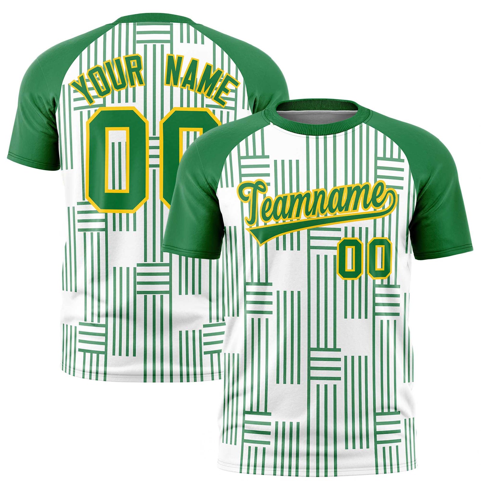 Custom White-Kelly Green Personalized Line Pattern Performance T-Shirt