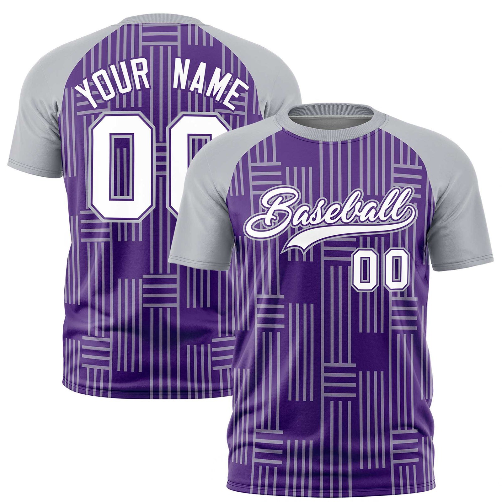 Custom Purple Gray Personalized Line Pattern Performance T-Shirt