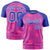 Custom Pink-Royal Blue Personalized Line Pattern Performance T-Shirt