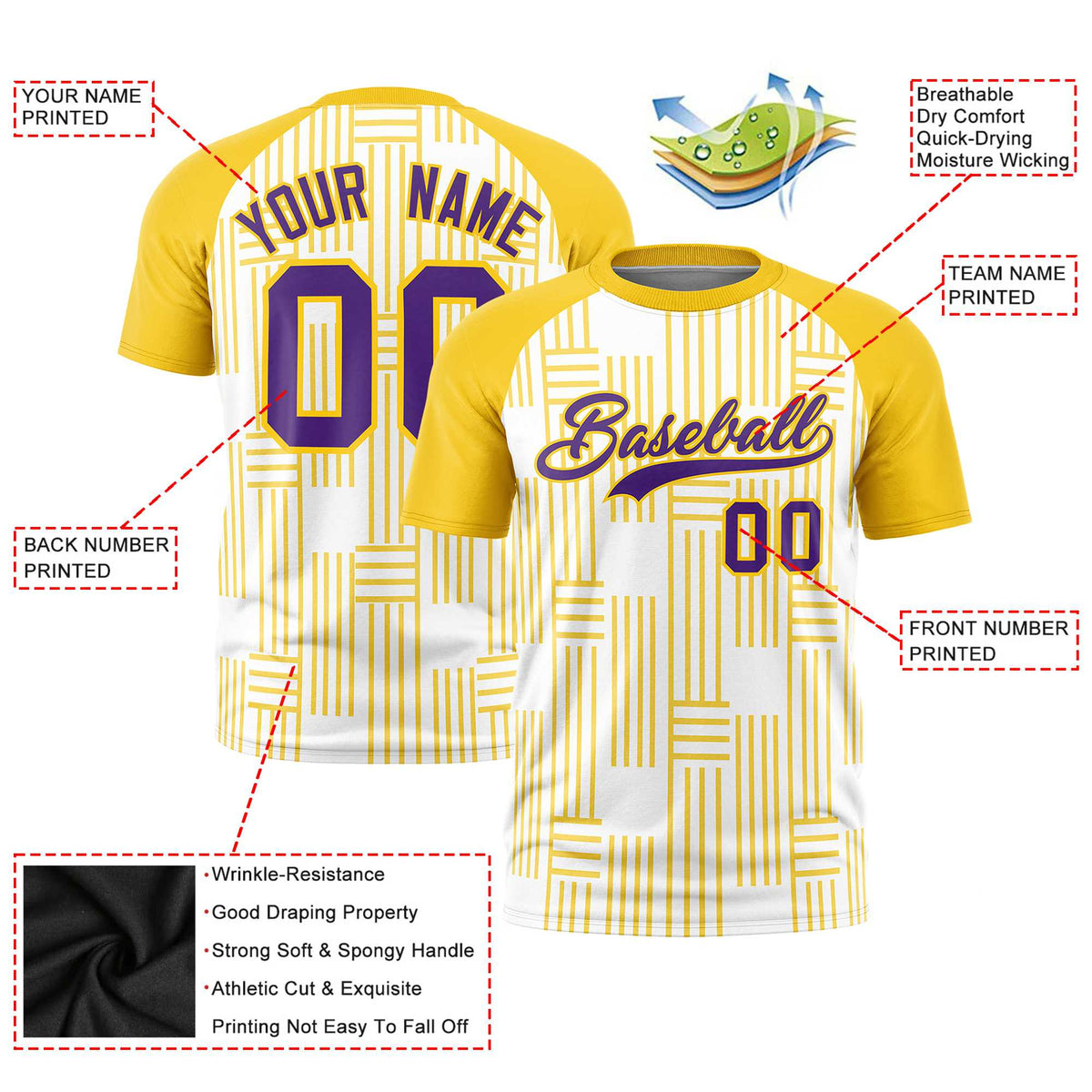 Custom White-Gold 01 Personalized Line Pattern Performance T-Shirt